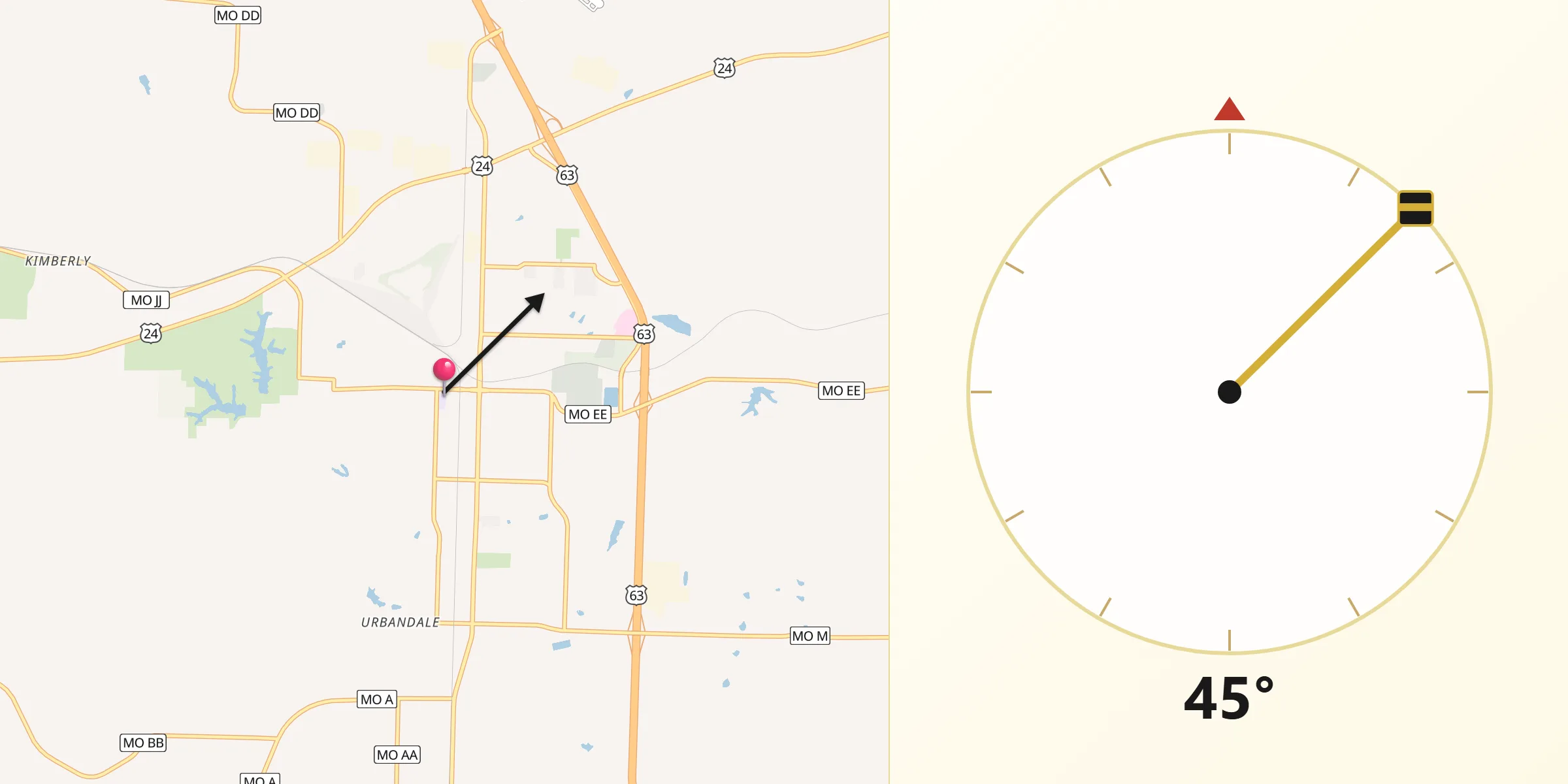 Qibla Direction from Moberly