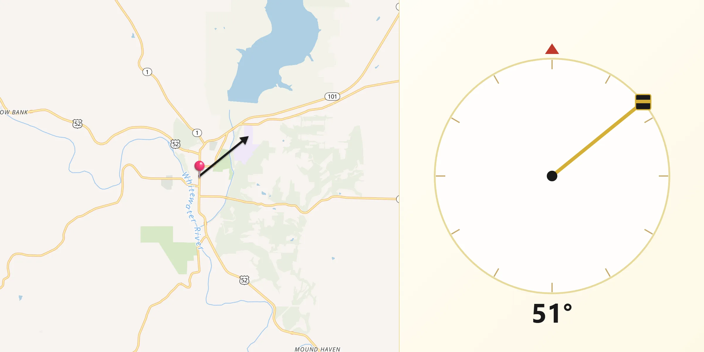 Qibla Direction from Brookville