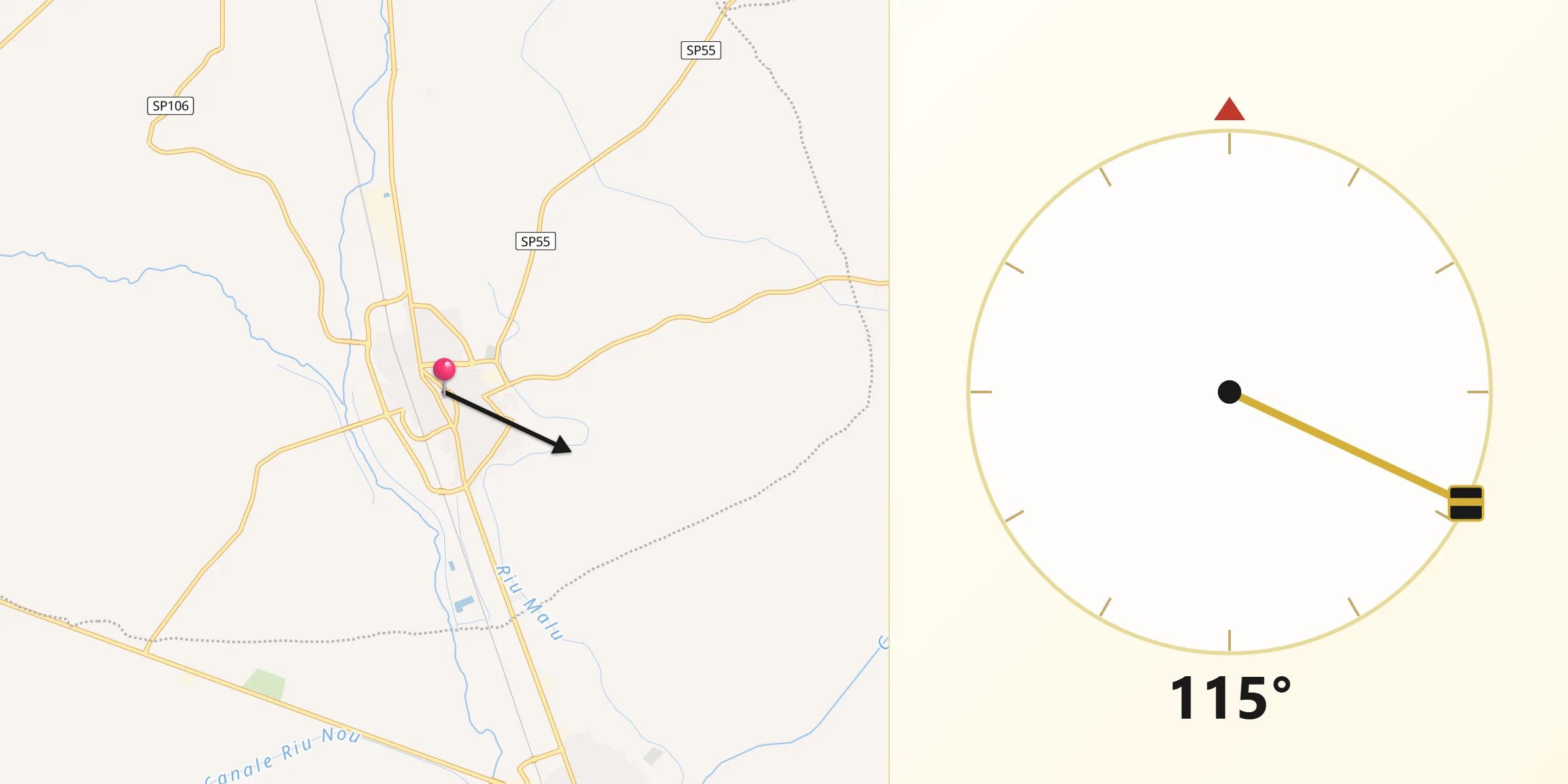 Direzione della Qibla da Serramanna
