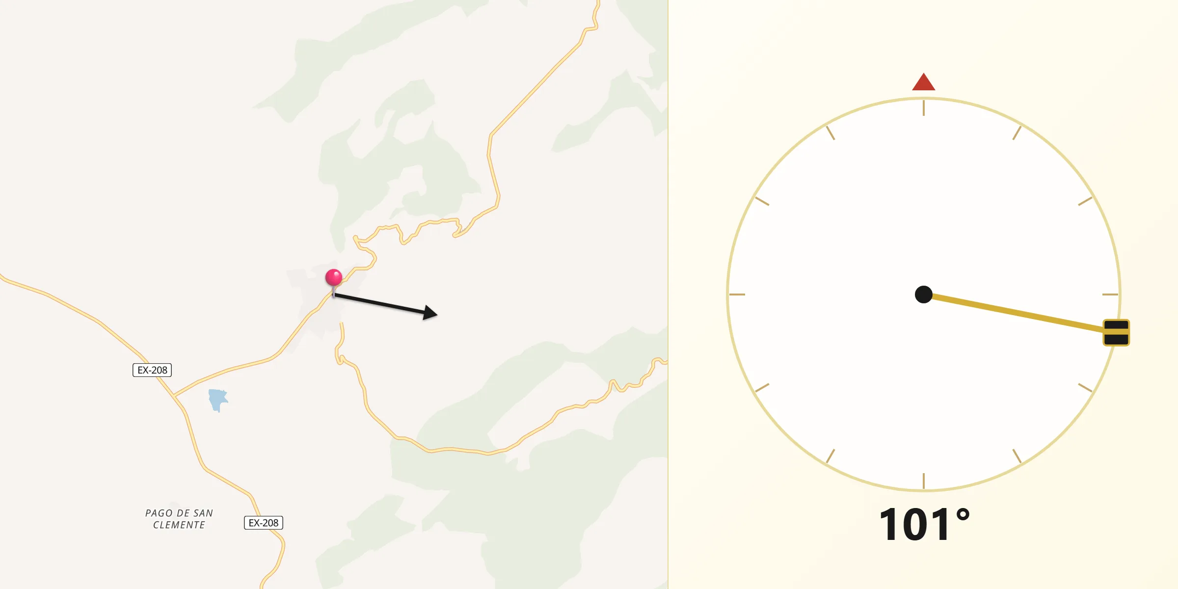 Dirección de la Qibla desde Madroñera