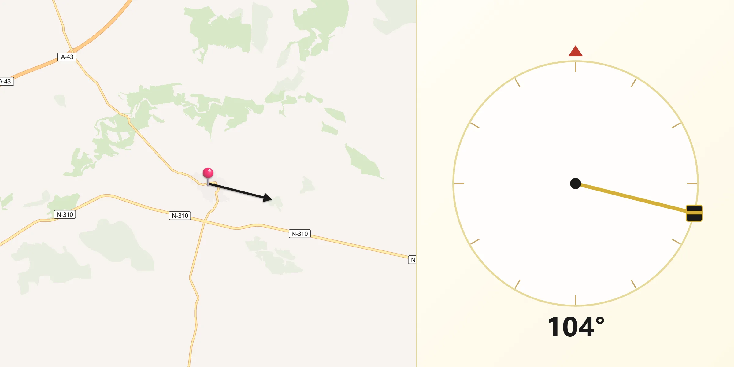 Dirección de la Qibla desde Vara de Rey