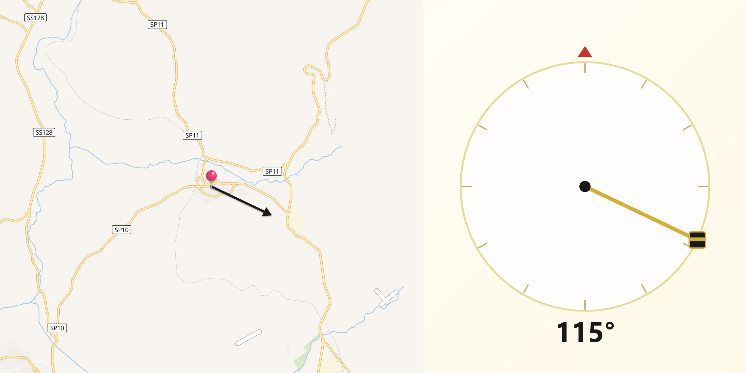 Direzione della Qibla da Donorì