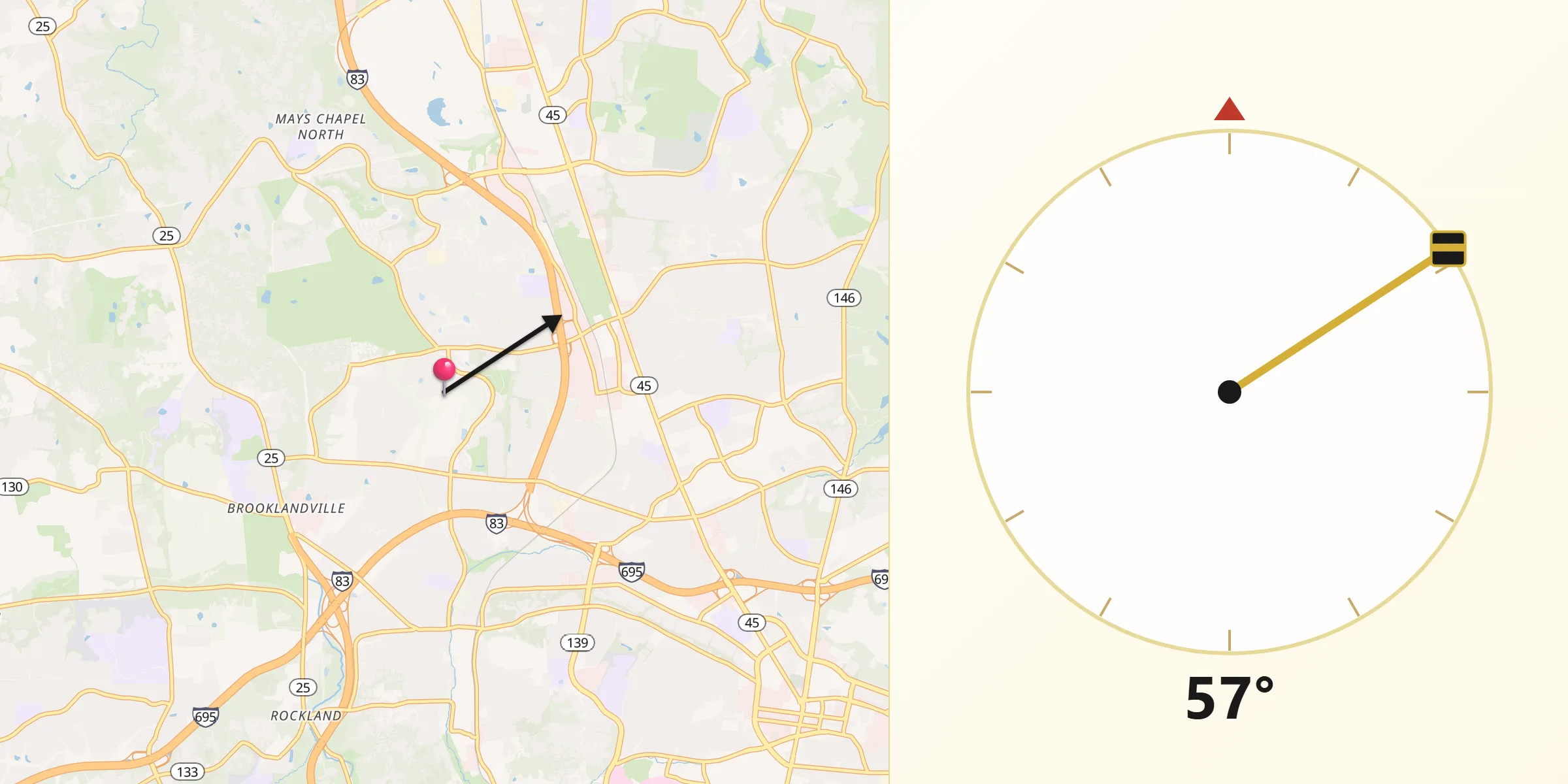 Qibla Direction from Mays Chapel