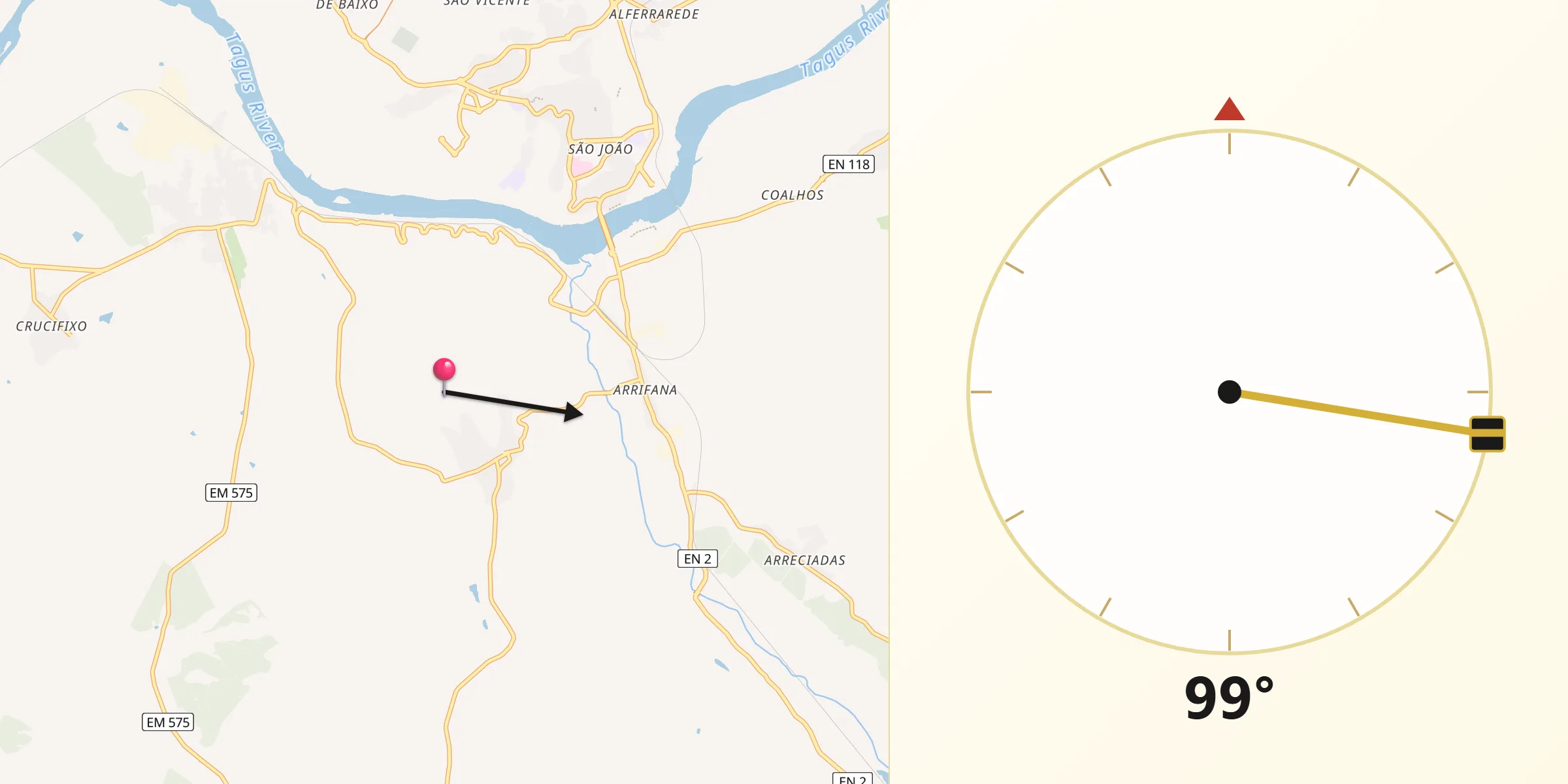 Direção da Qibla a partir de São Miguel de Rio Torto