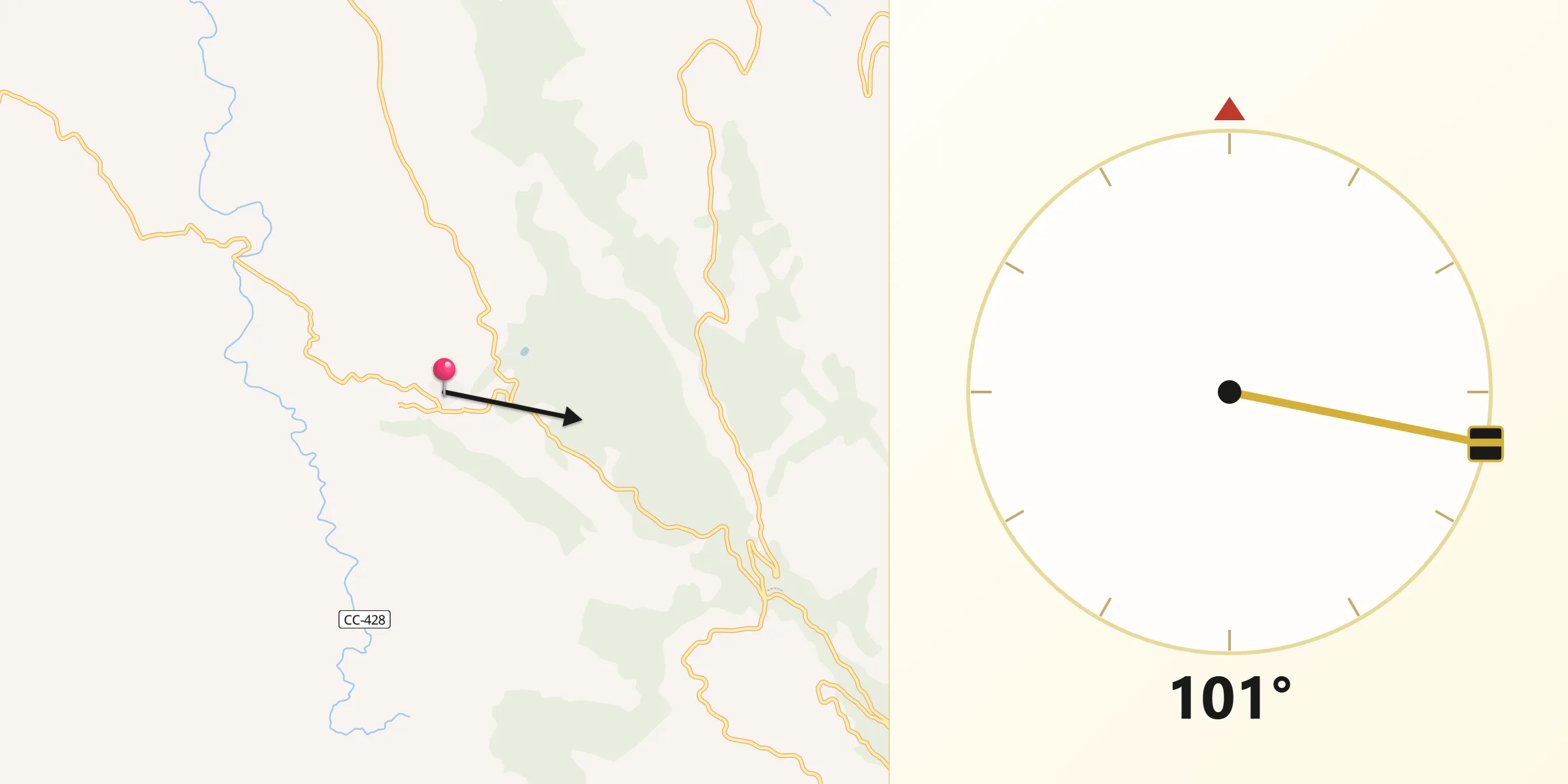 Dirección de la Qibla desde Berzocana