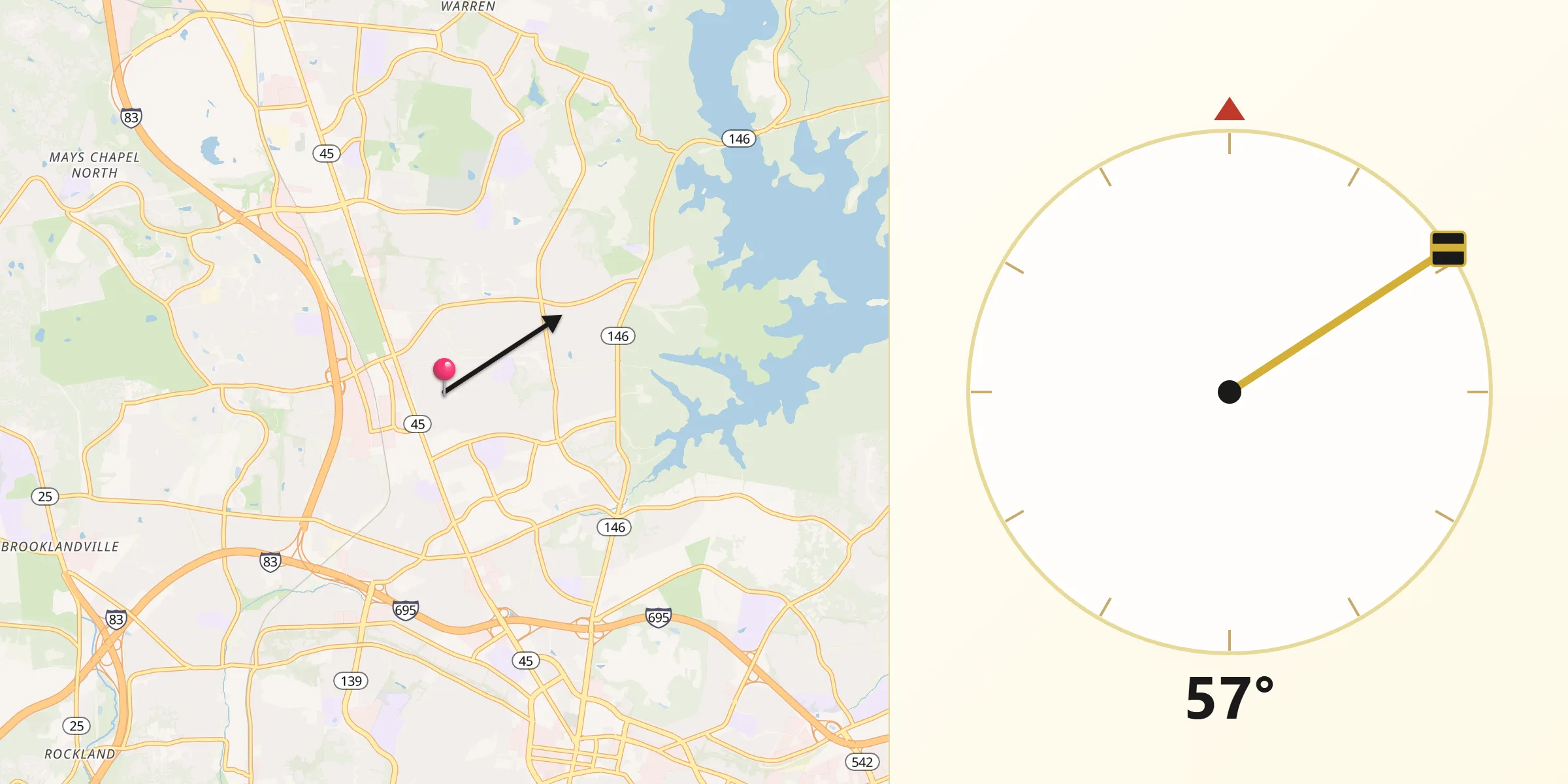 Qibla Direction from Timonium