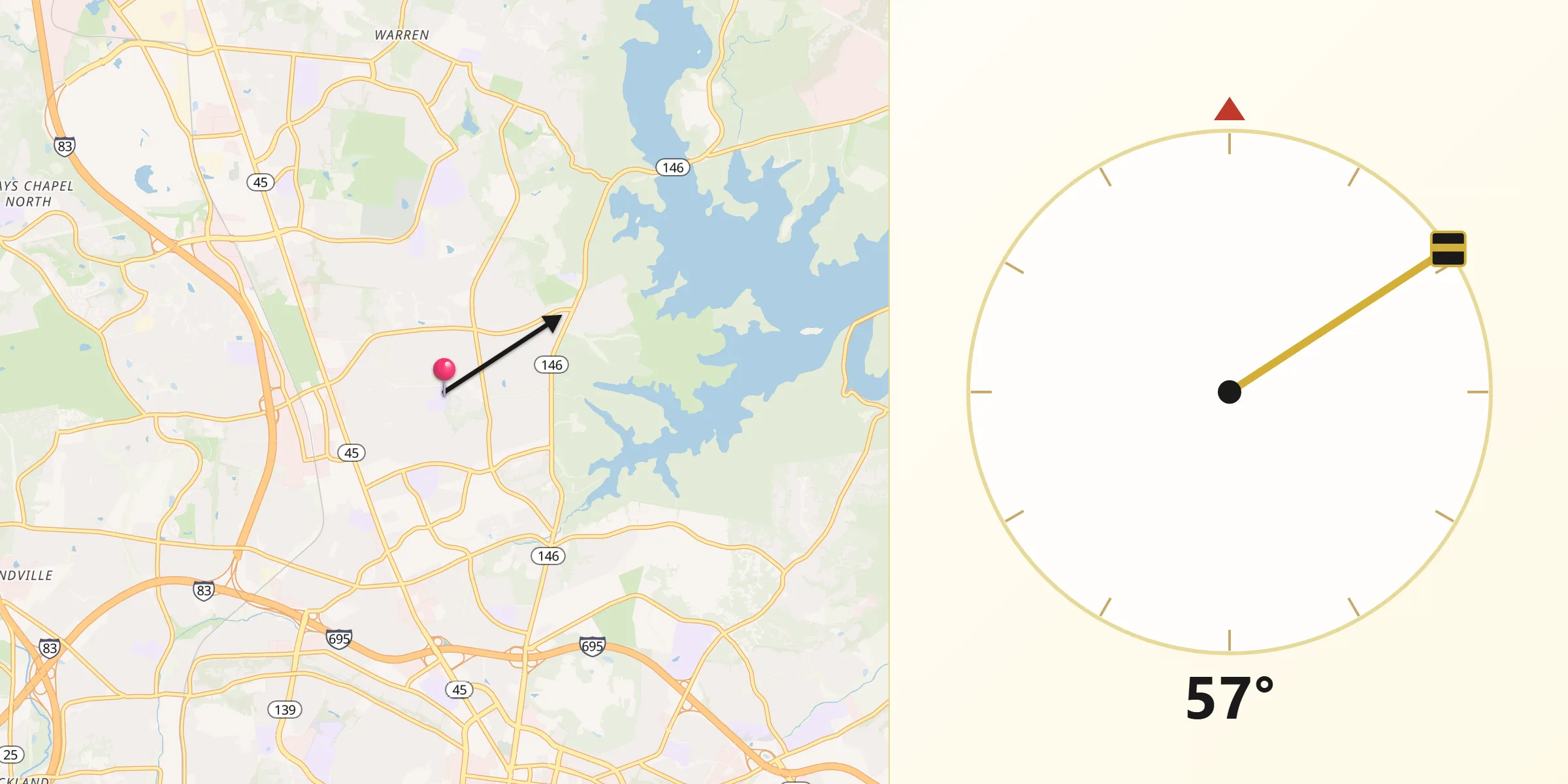 Qibla Direction from Lutherville-Timonium