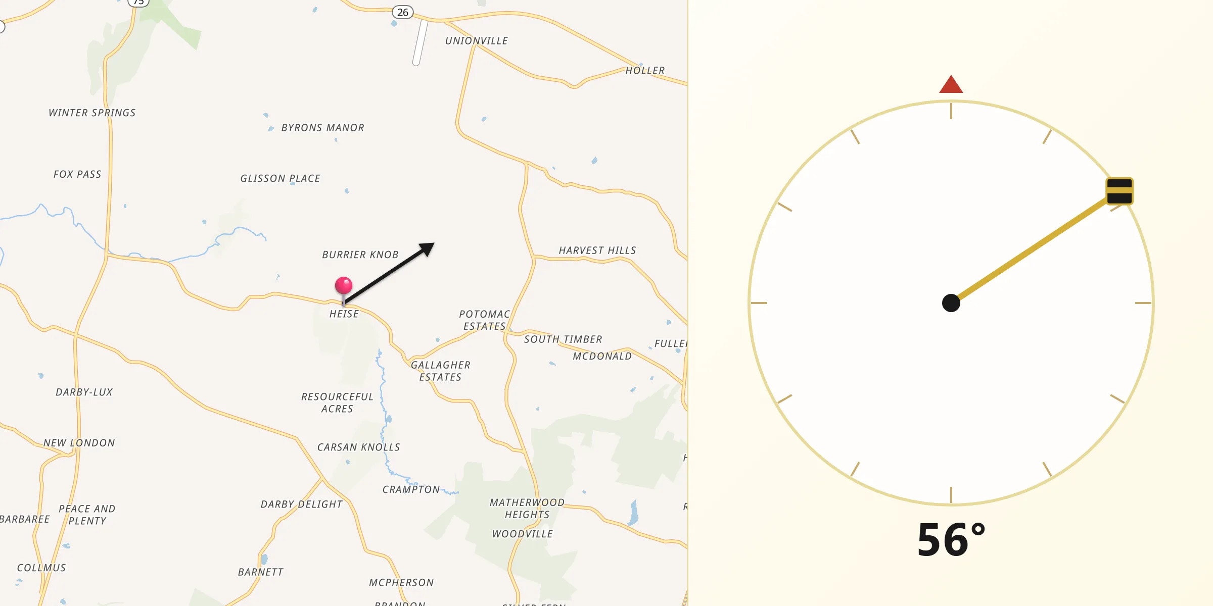 Qibla Direction from Linganore