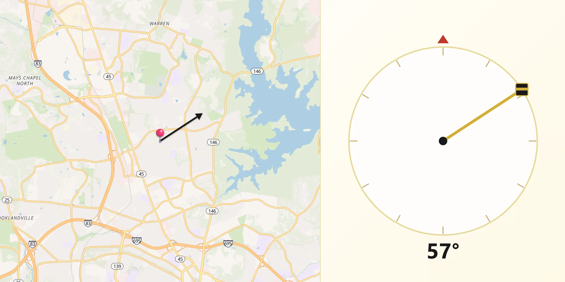 Qibla Direction from Baltimore County