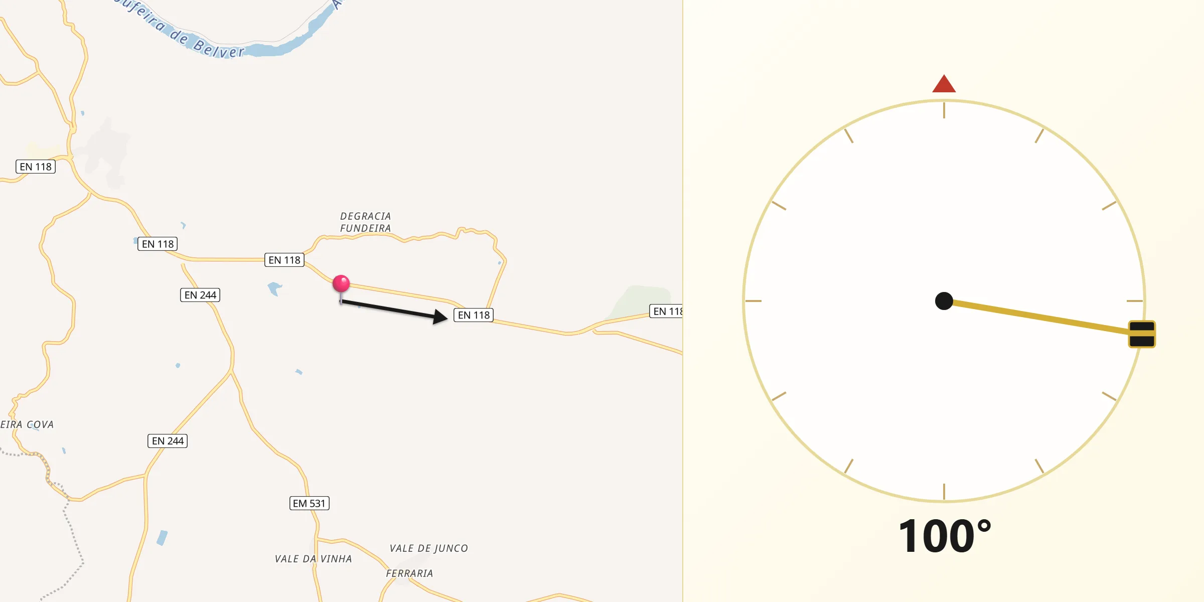 Direção da Qibla a partir de Gavião