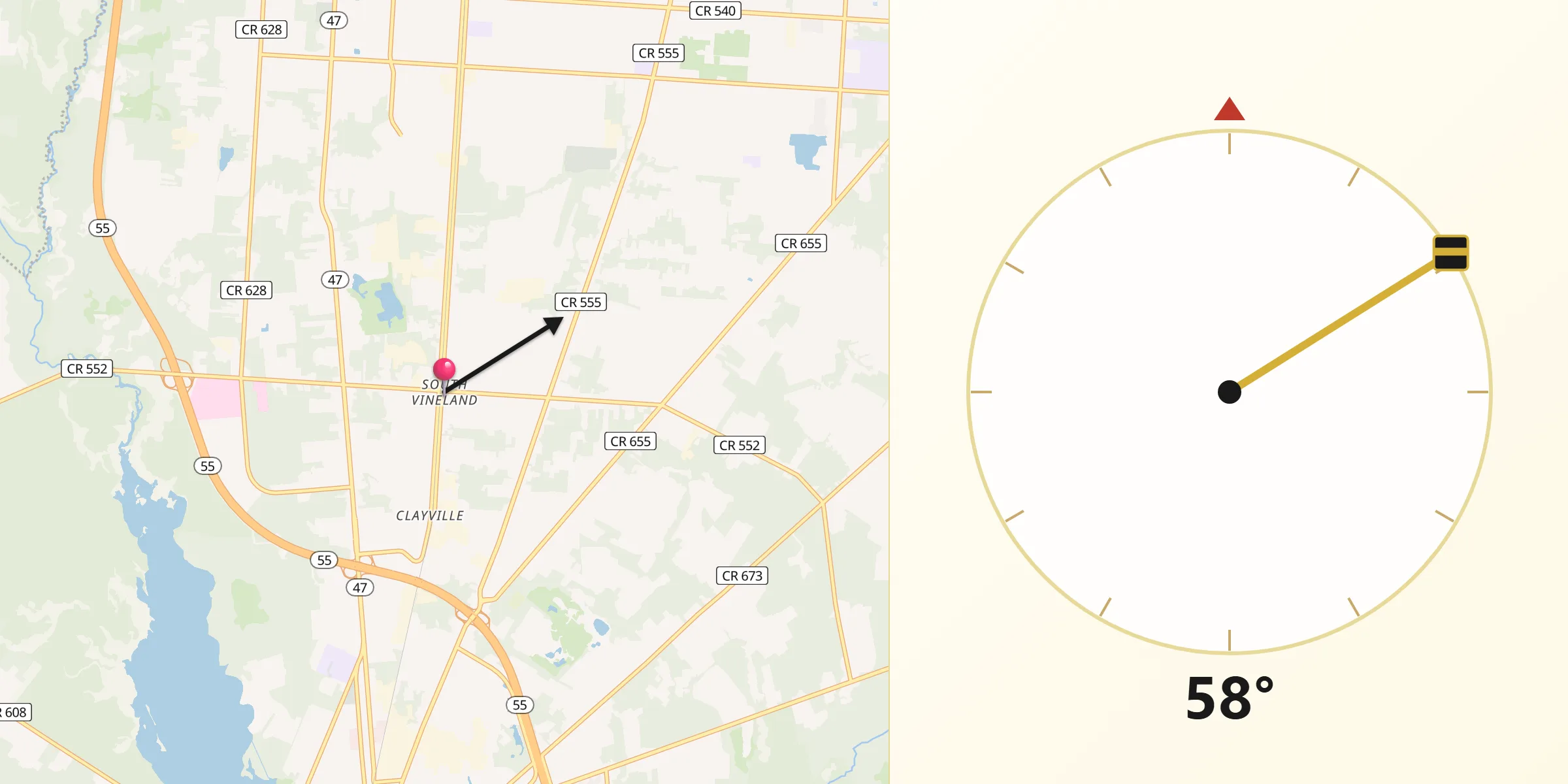 Qibla Direction from South Vineland
