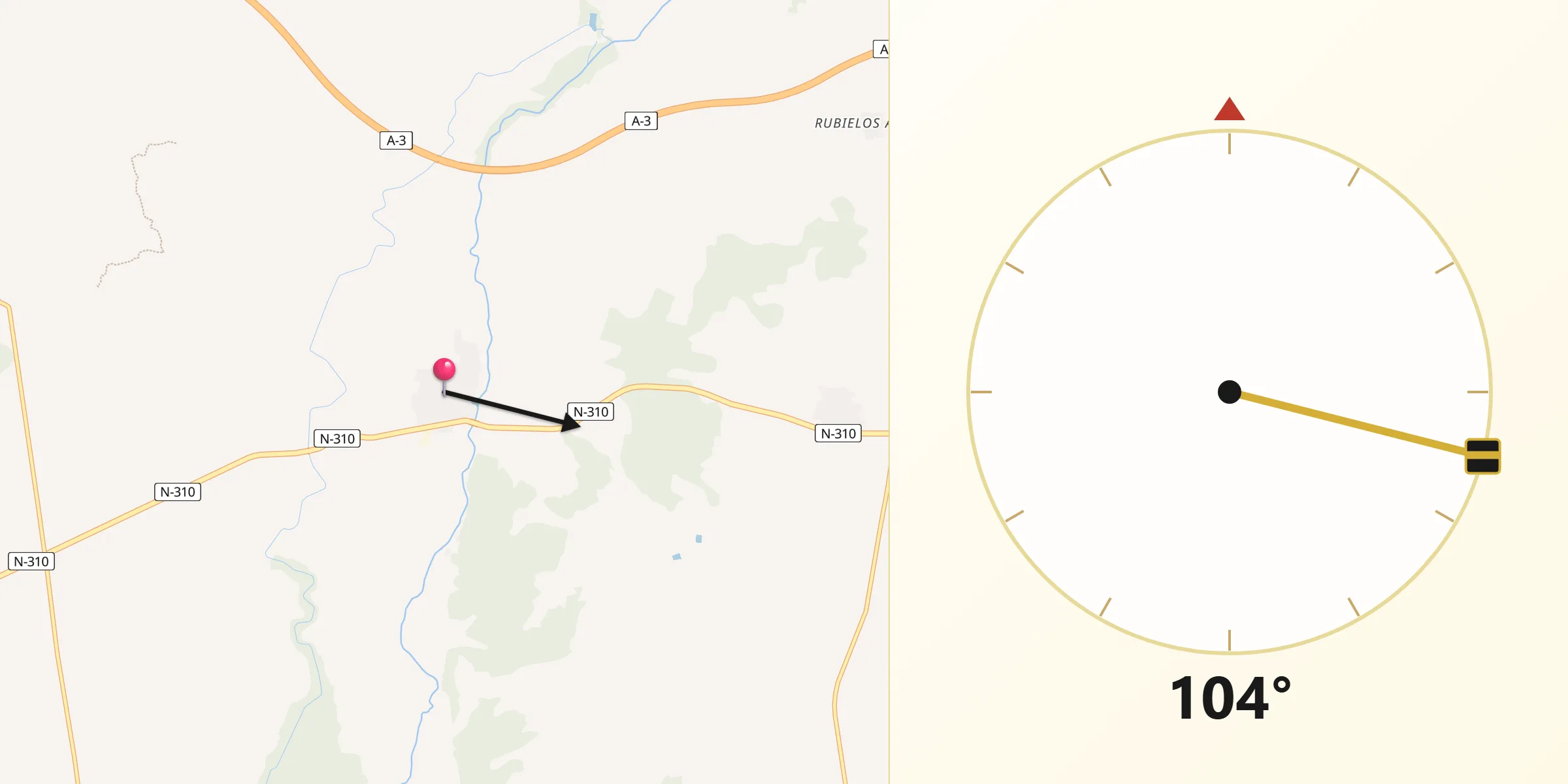 Dirección de la Qibla desde El Picazo