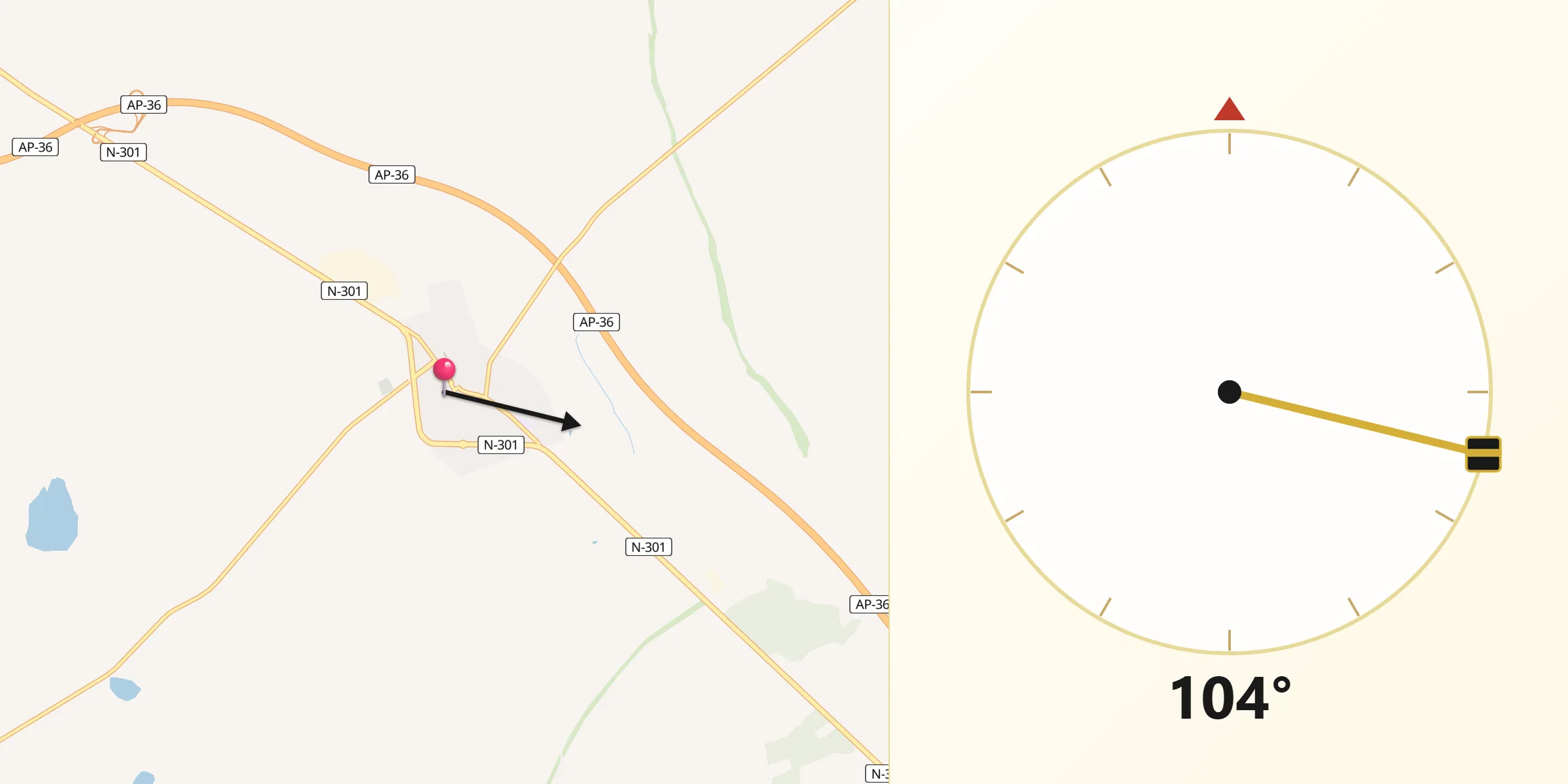Dirección de la Qibla desde Las Pedroñeras