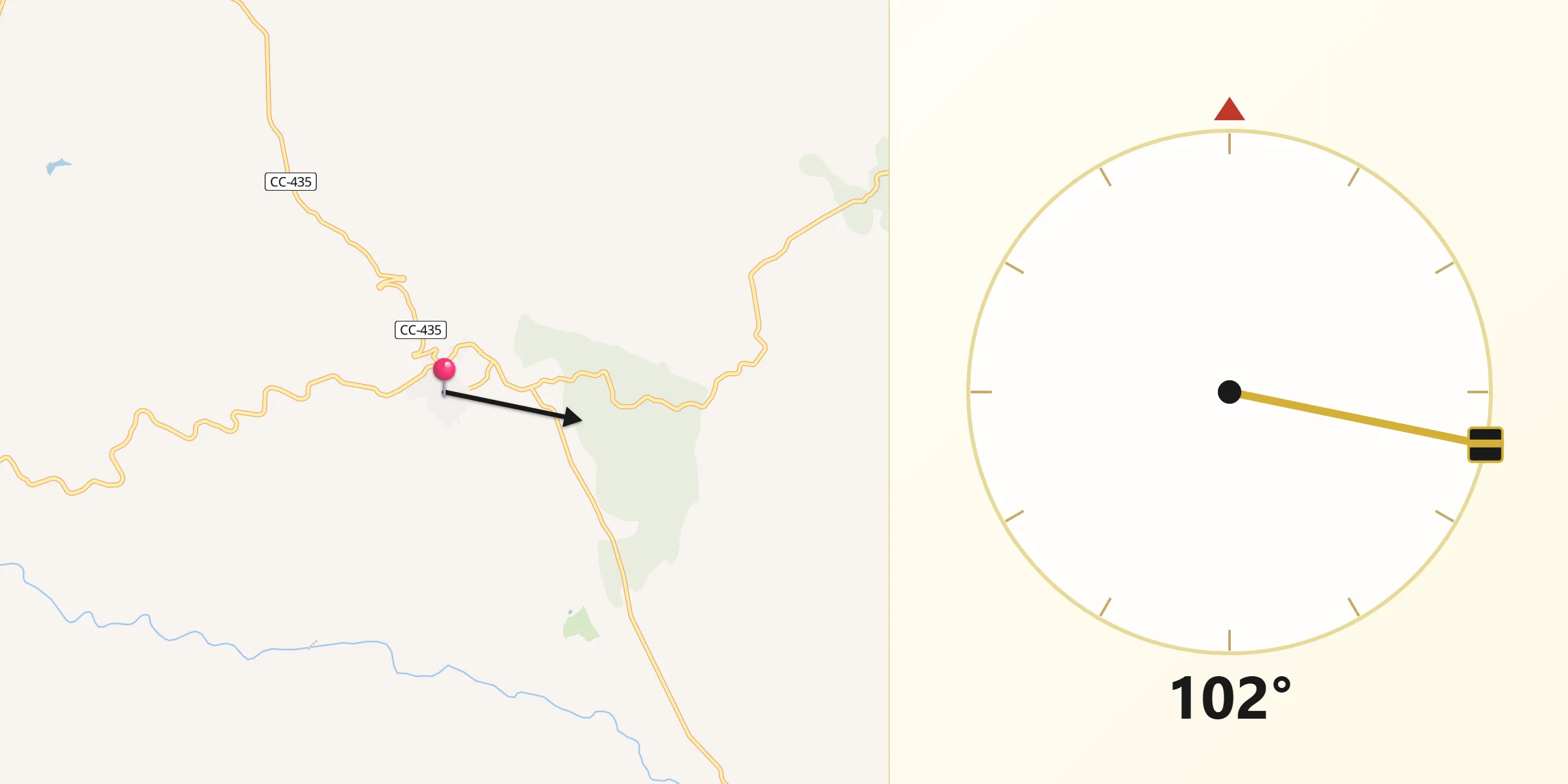 Dirección de la Qibla desde Alía