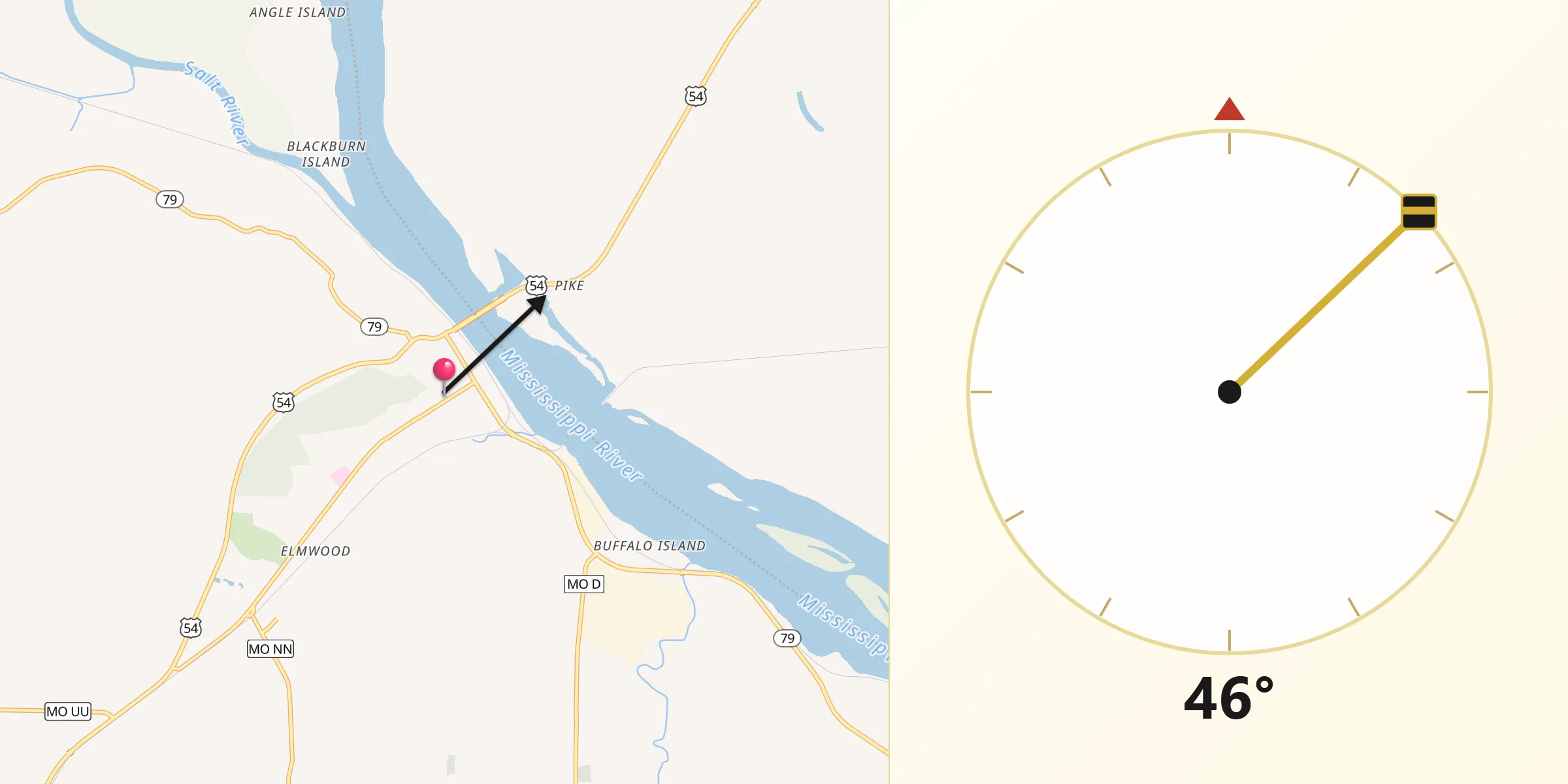 Qibla Direction from Louisiana