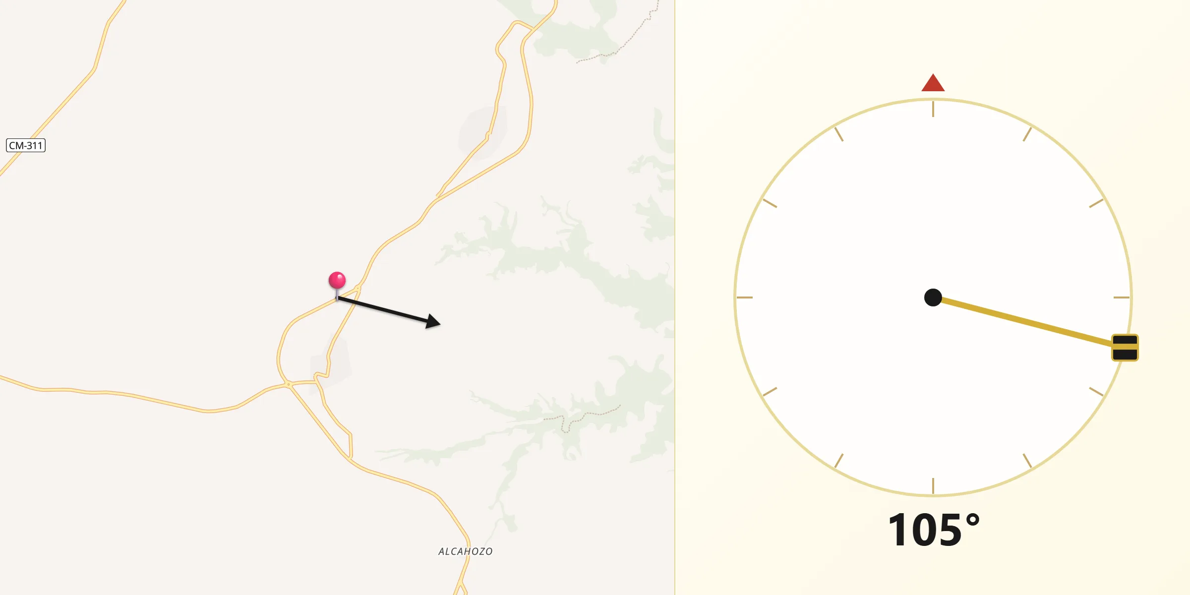 Dirección de la Qibla desde Villarta