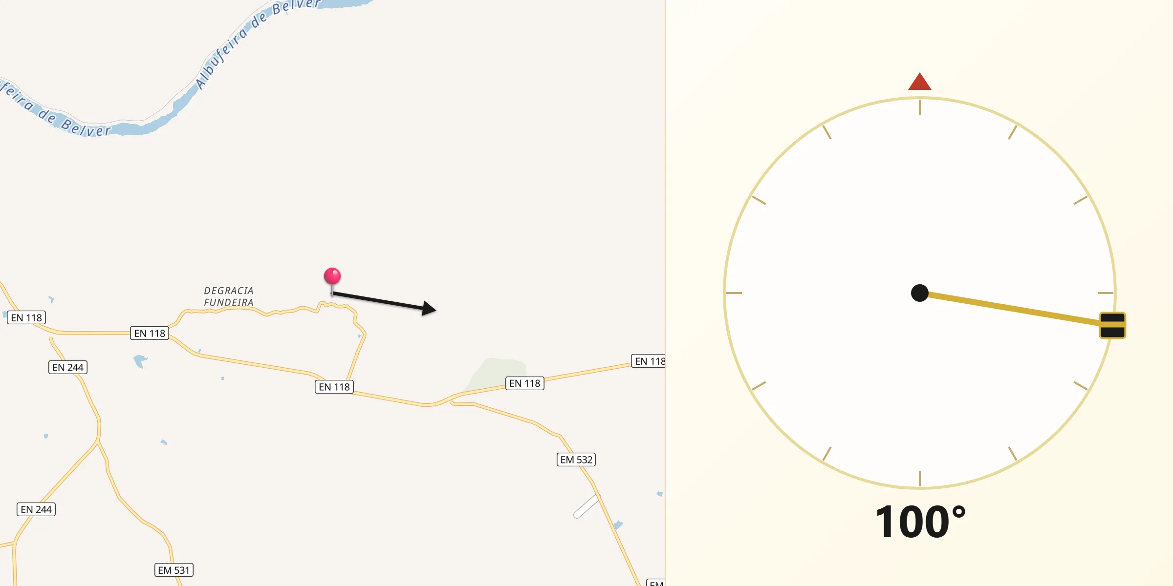 Direção da Qibla a partir de Atalaia