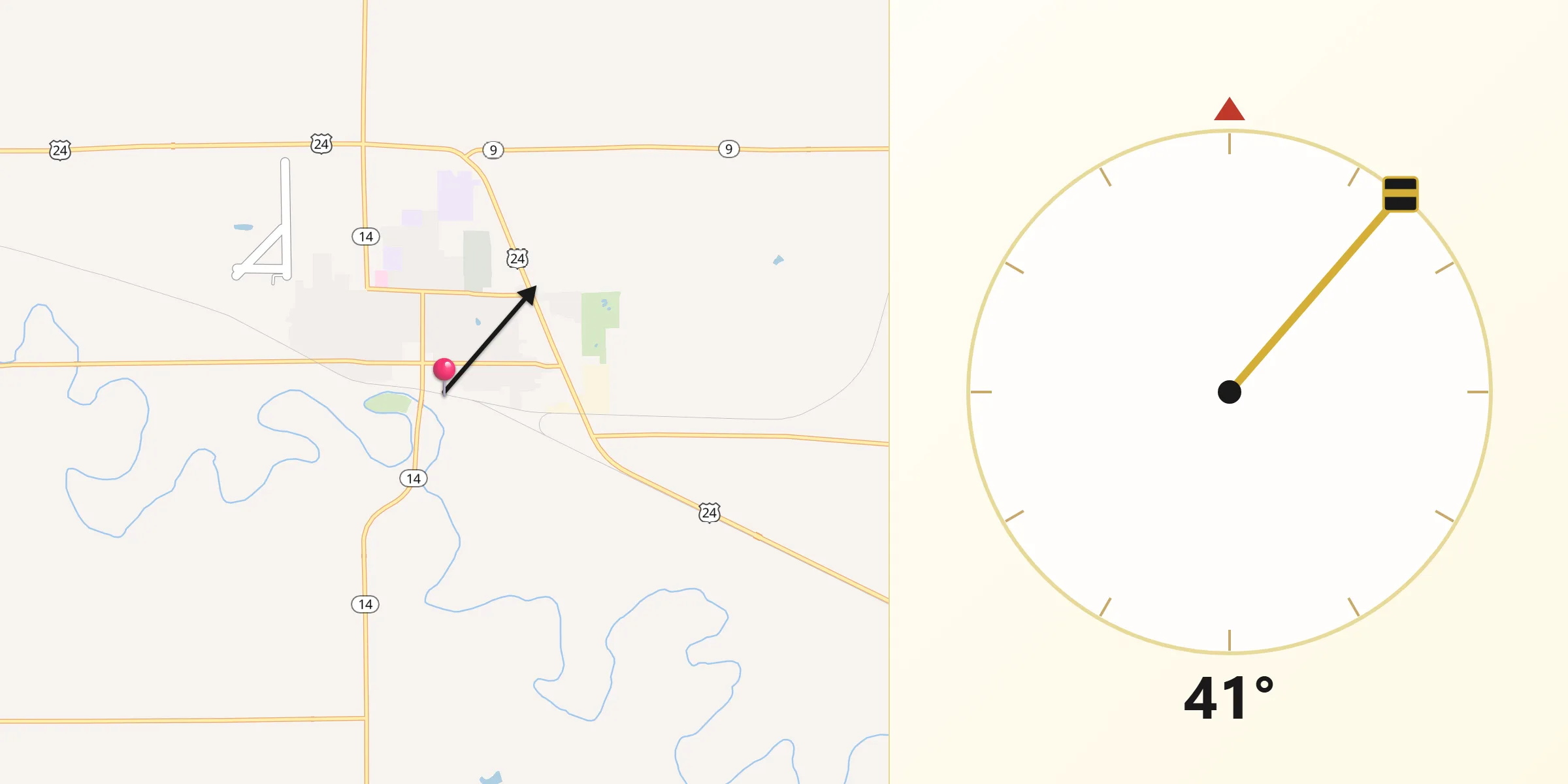 Qibla Direction from Beloit