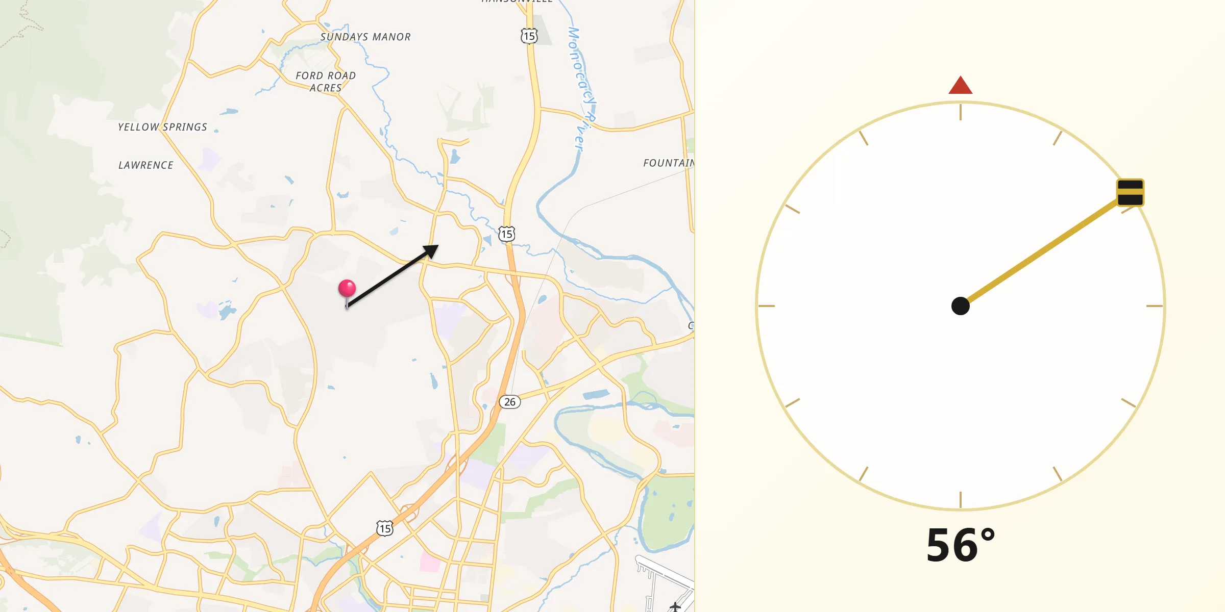 Qibla Direction from Clover Hill