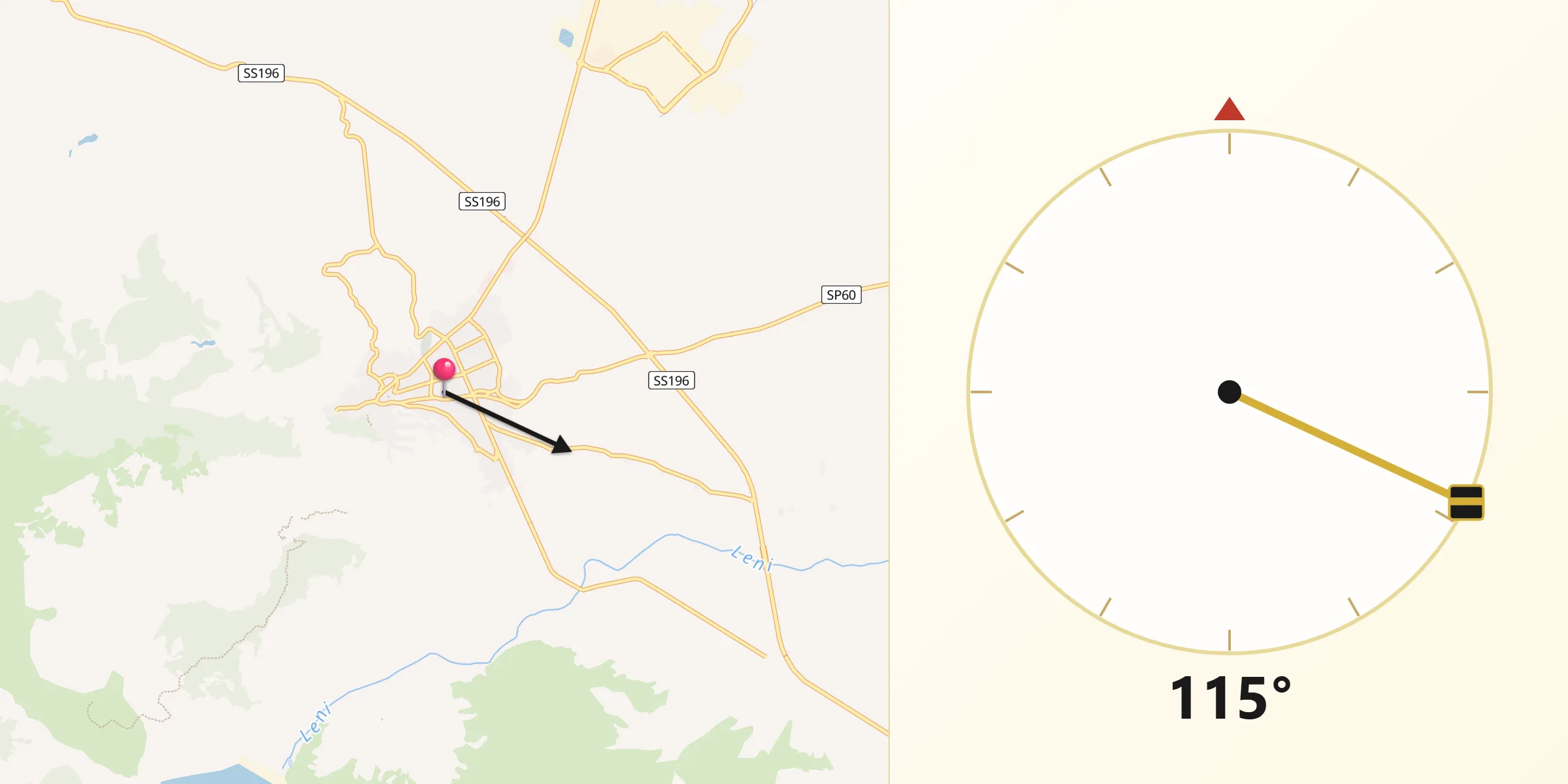 Direzione della Qibla da Villacidro