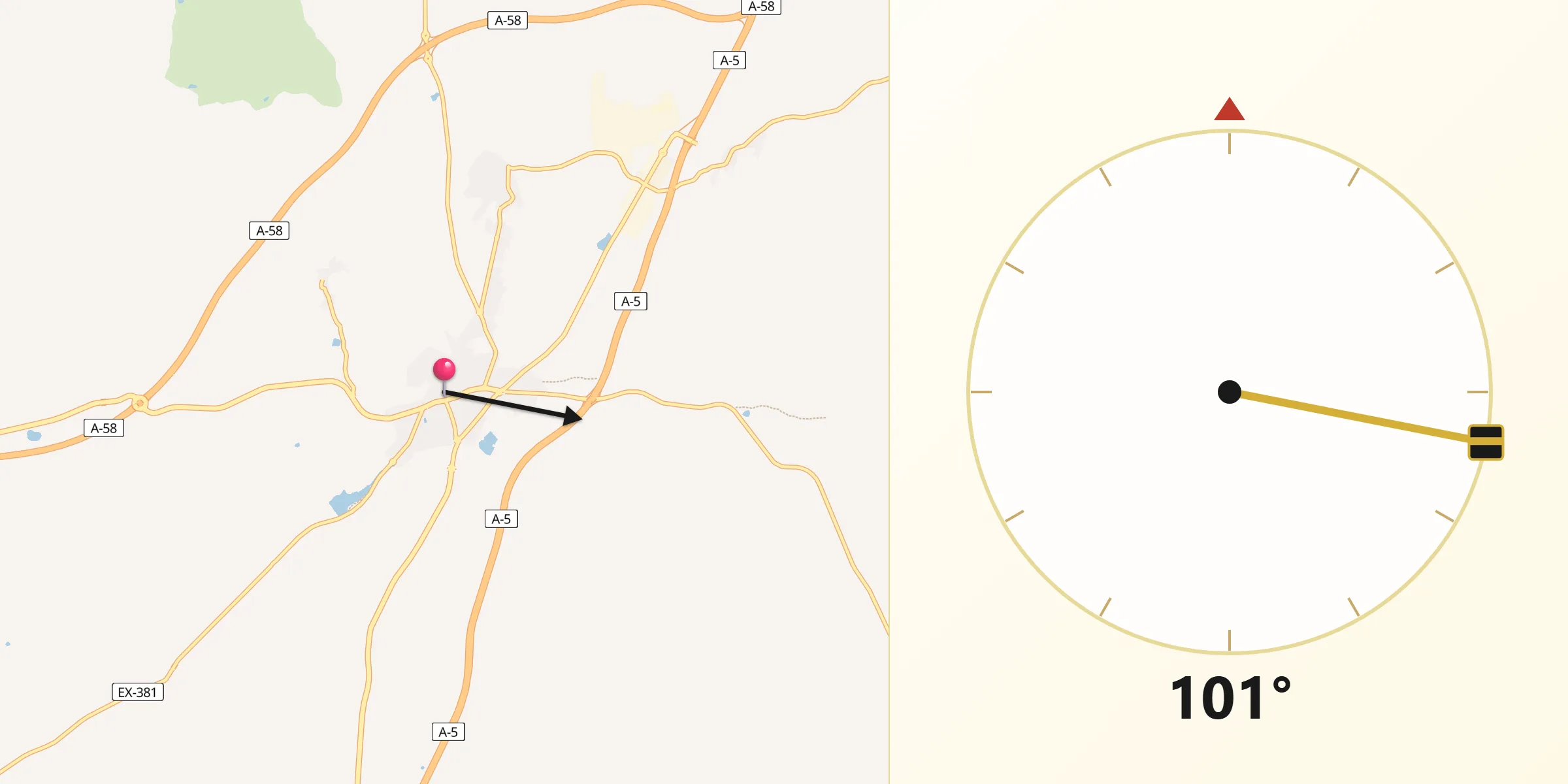 Dirección de la Qibla desde Trujillo