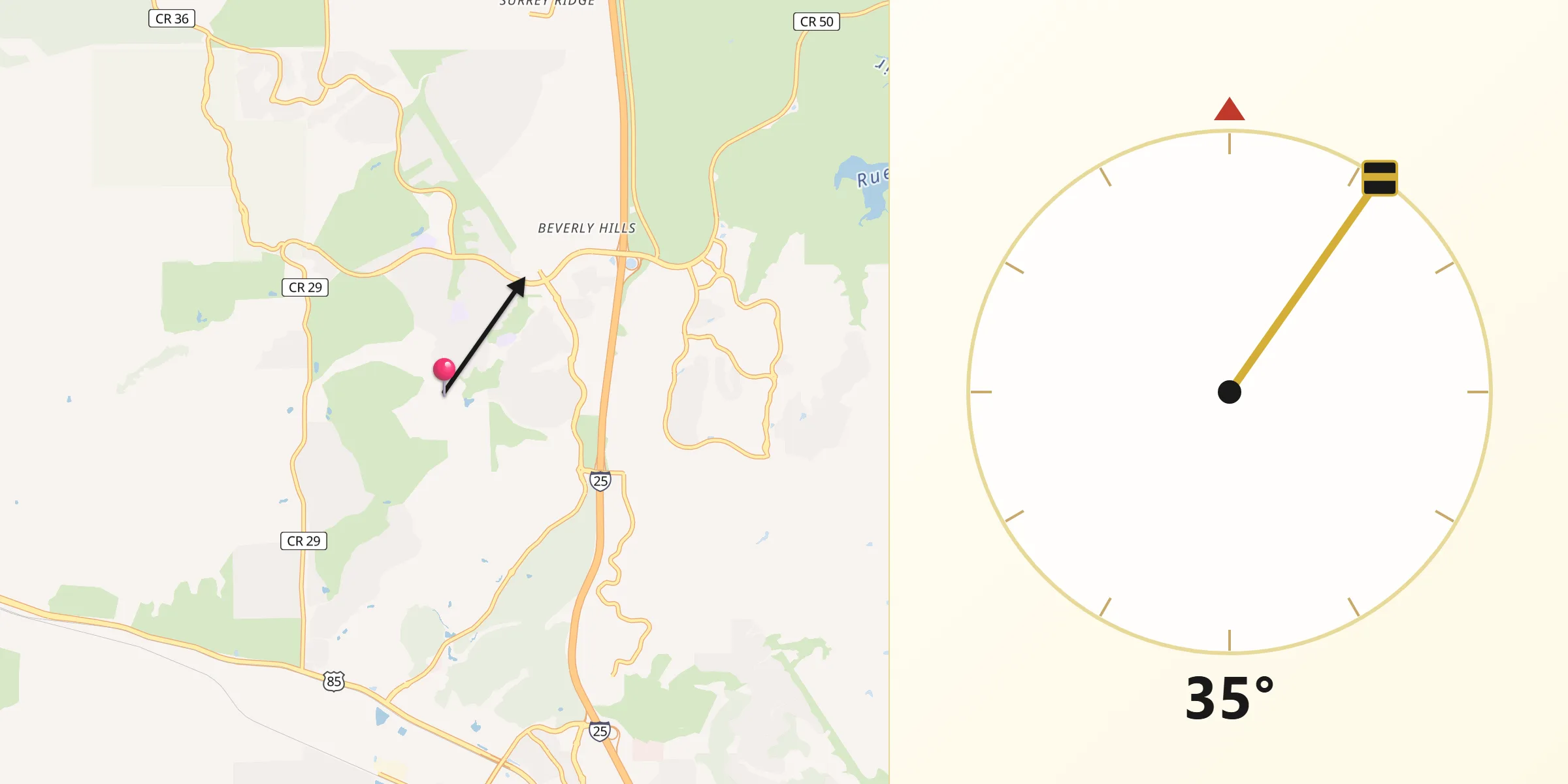 Qibla Direction from Castle Pines