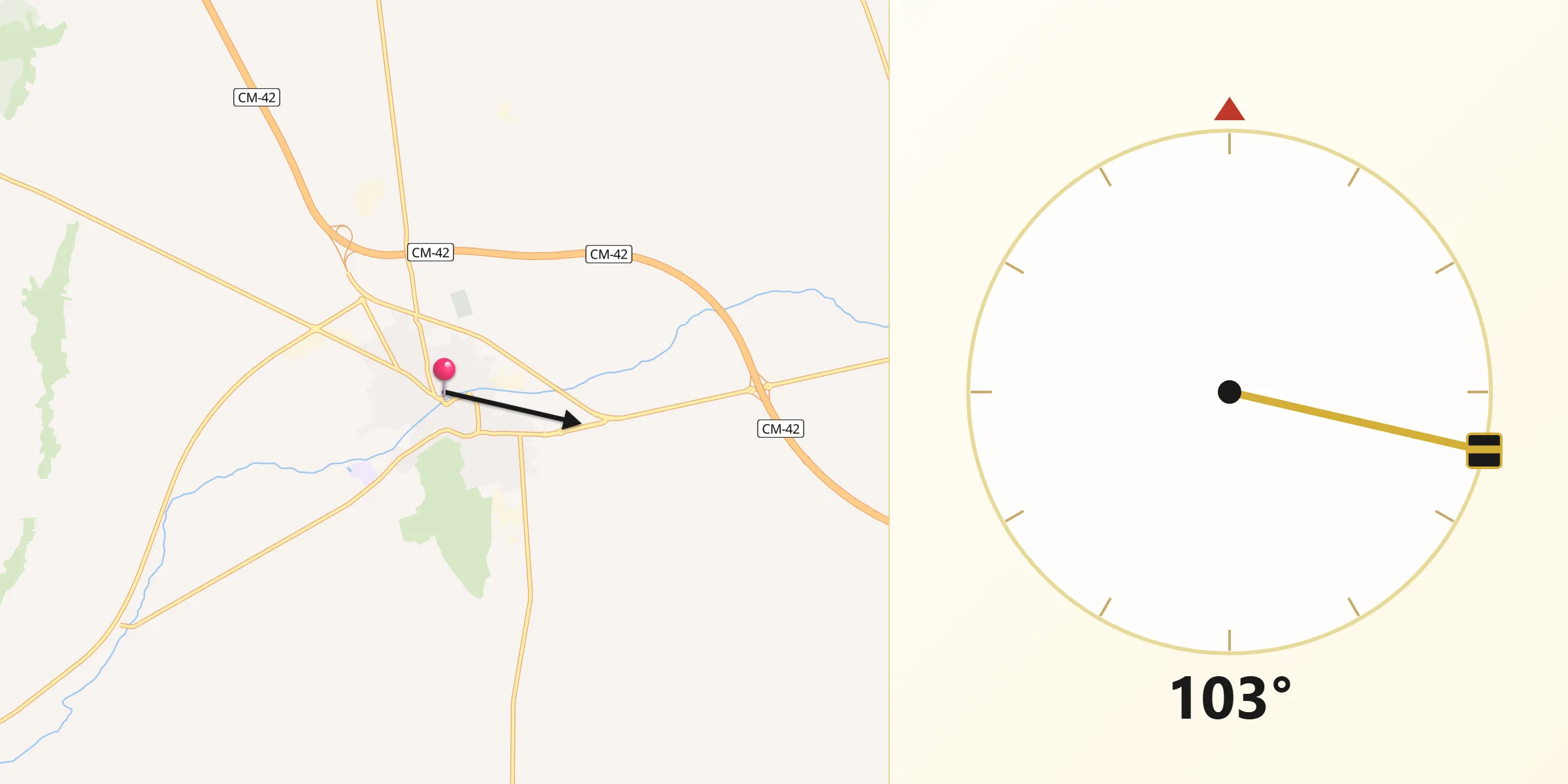 Dirección de la Qibla desde Consuegra