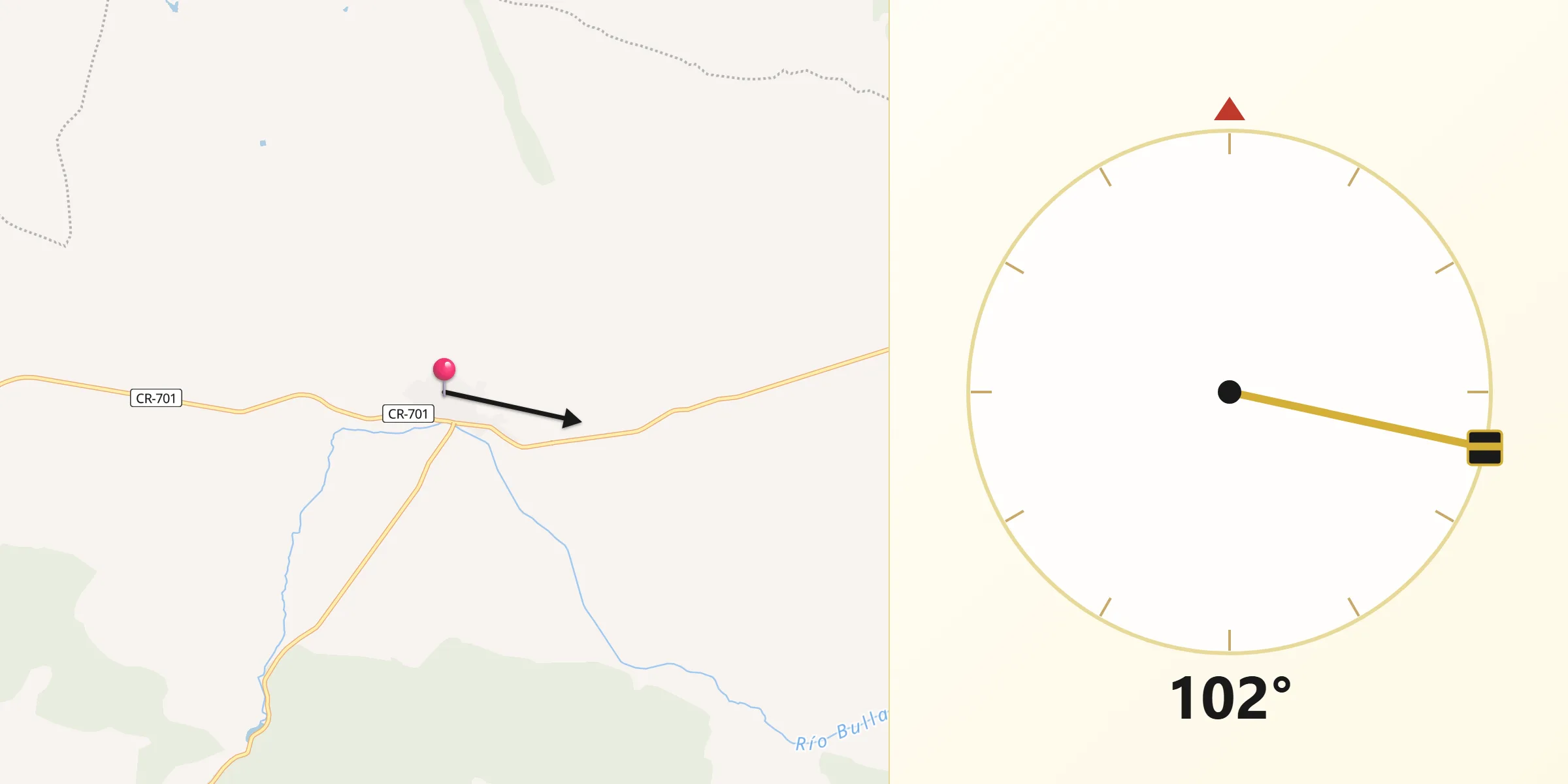 Dirección de la Qibla desde Retuerta del Bullaque