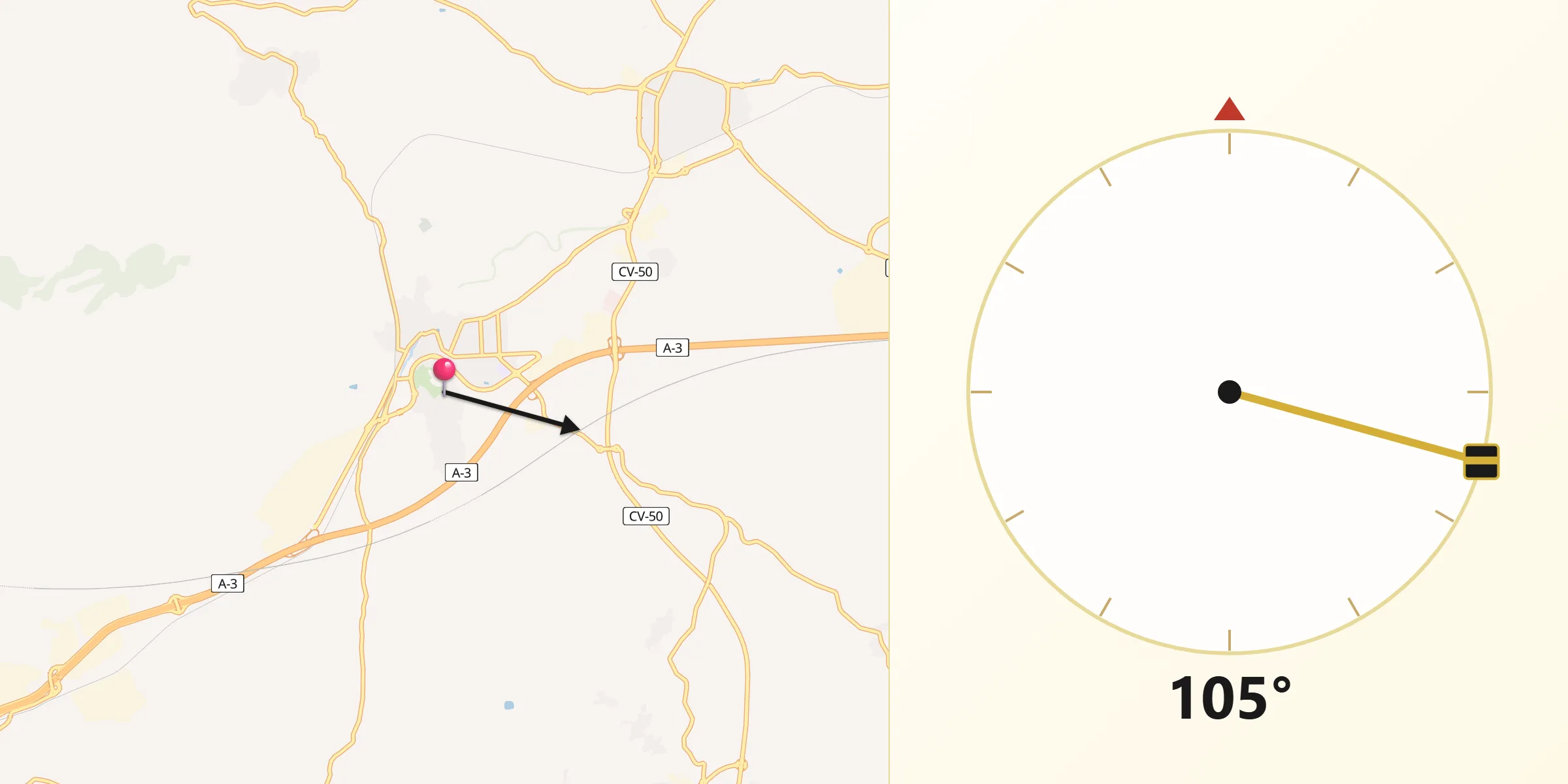 Dirección de la Qibla desde Chiva