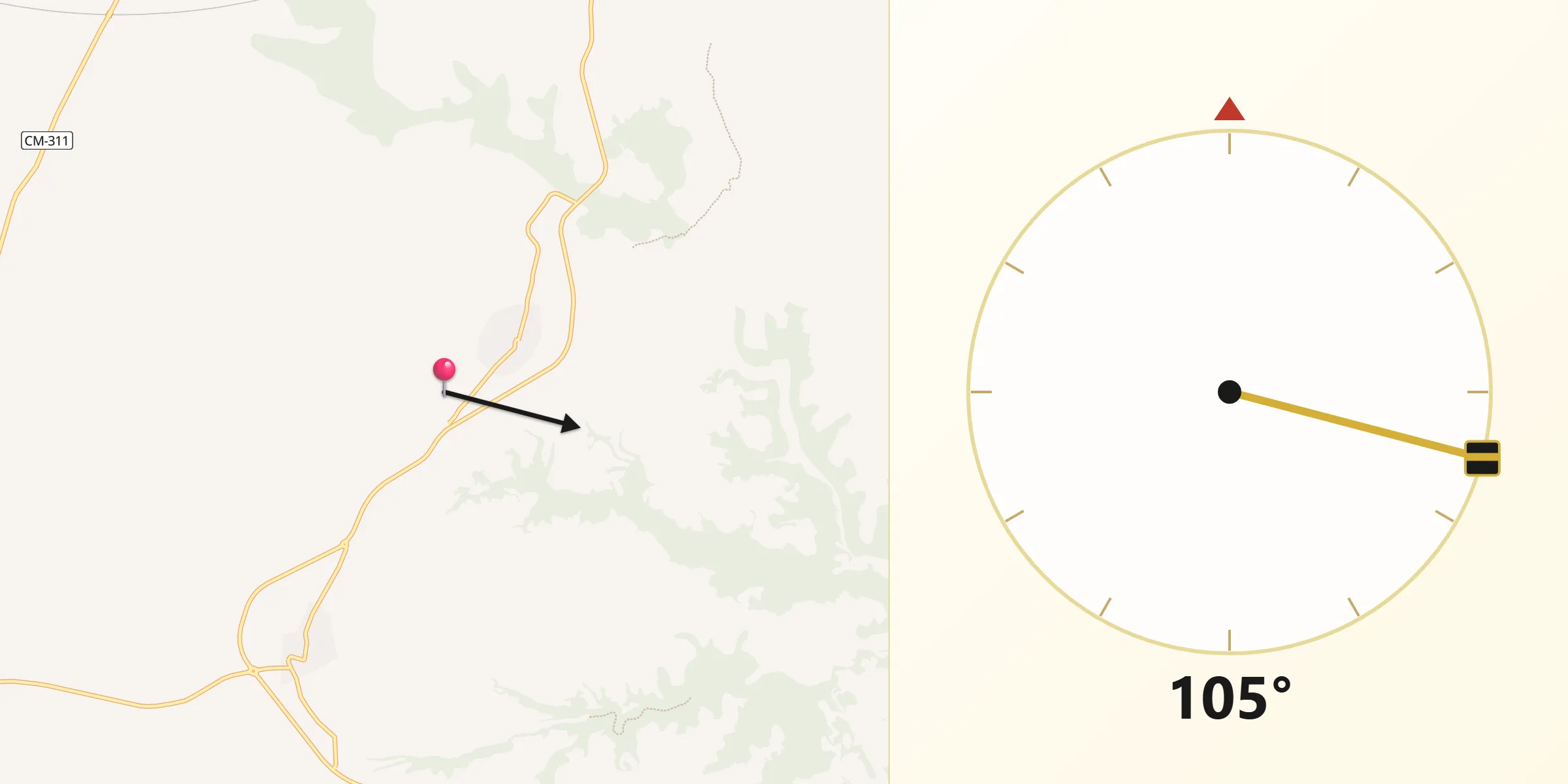 Dirección de la Qibla desde Villalpardo