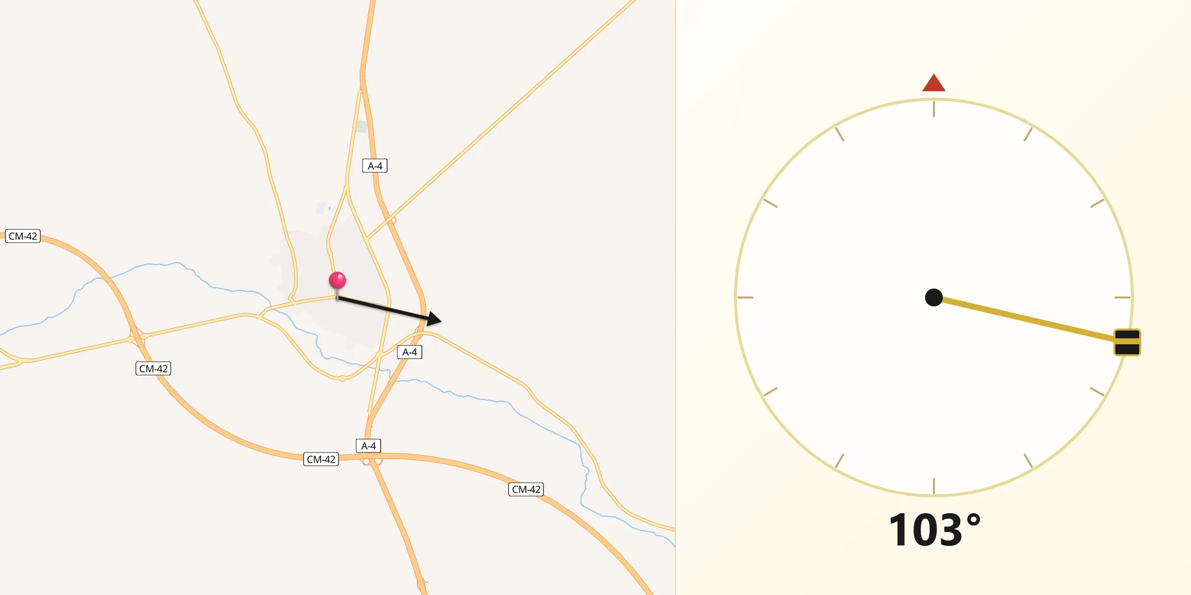 Dirección de la Qibla desde Madridejos