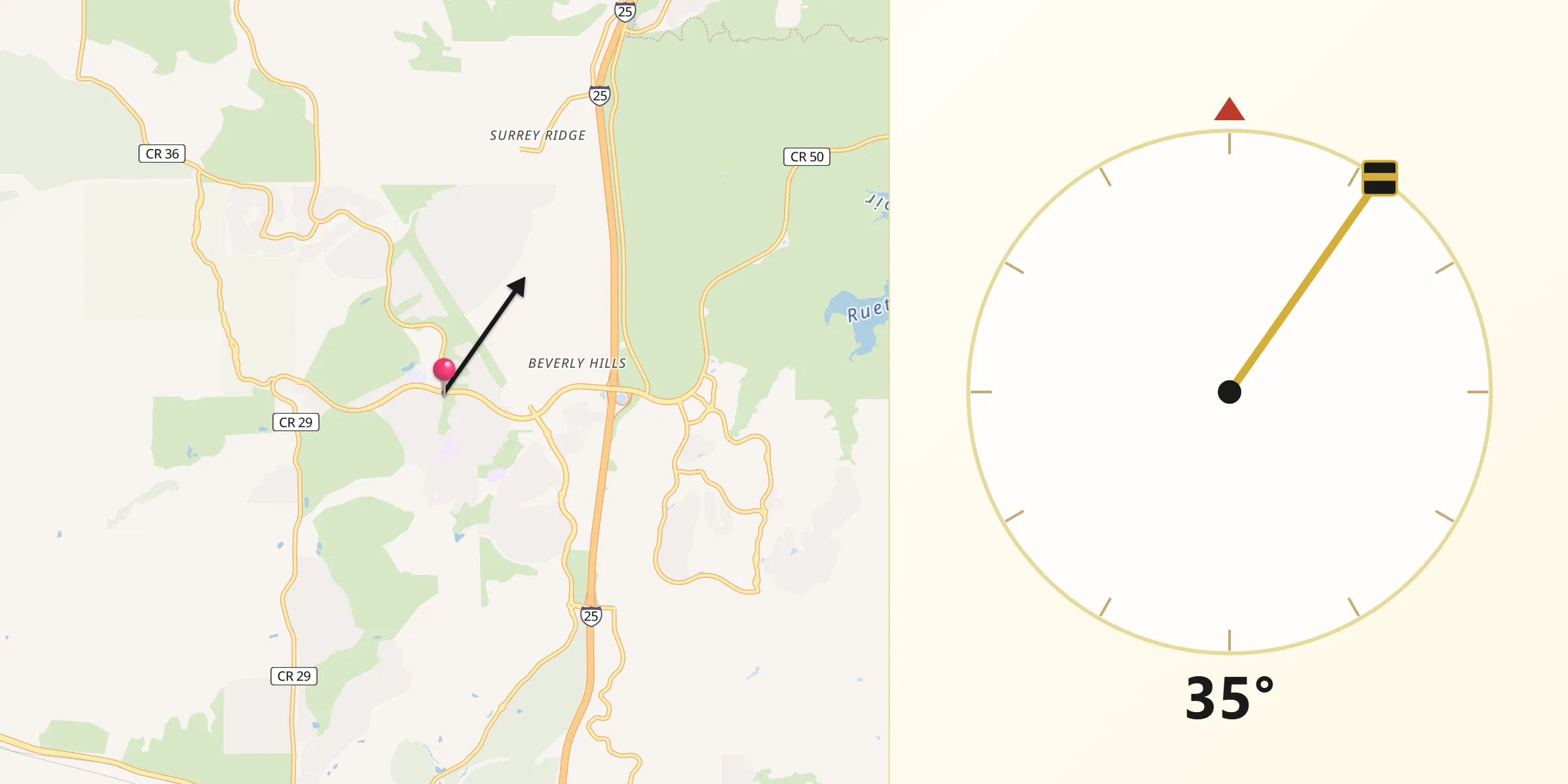 Qibla Direction from Castle Pines North