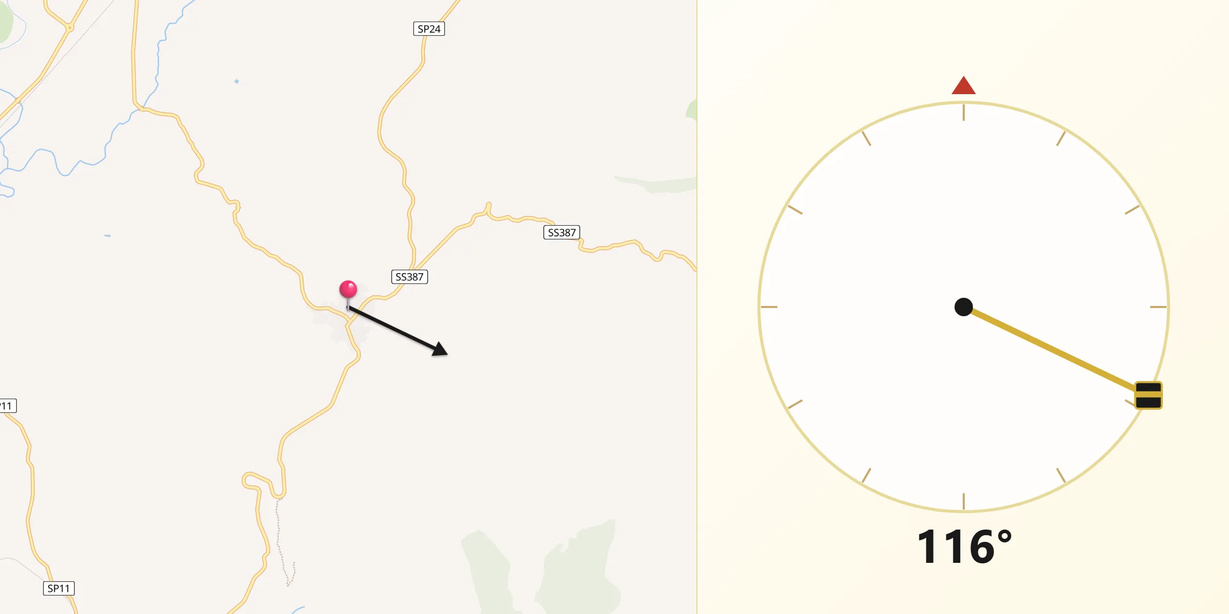 Direzione della Qibla da Sant'Andrea Frius