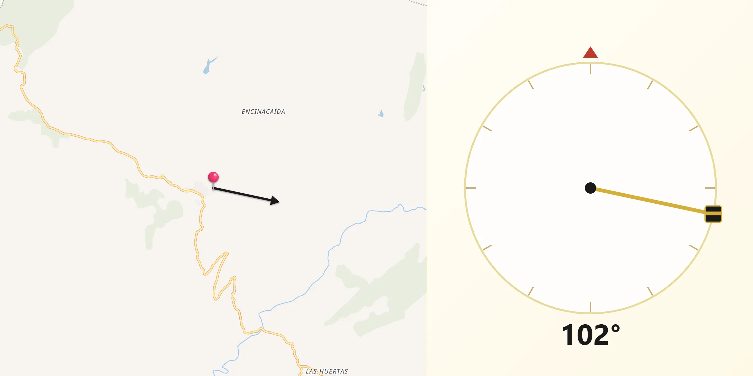 Dirección de la Qibla desde Anchuras