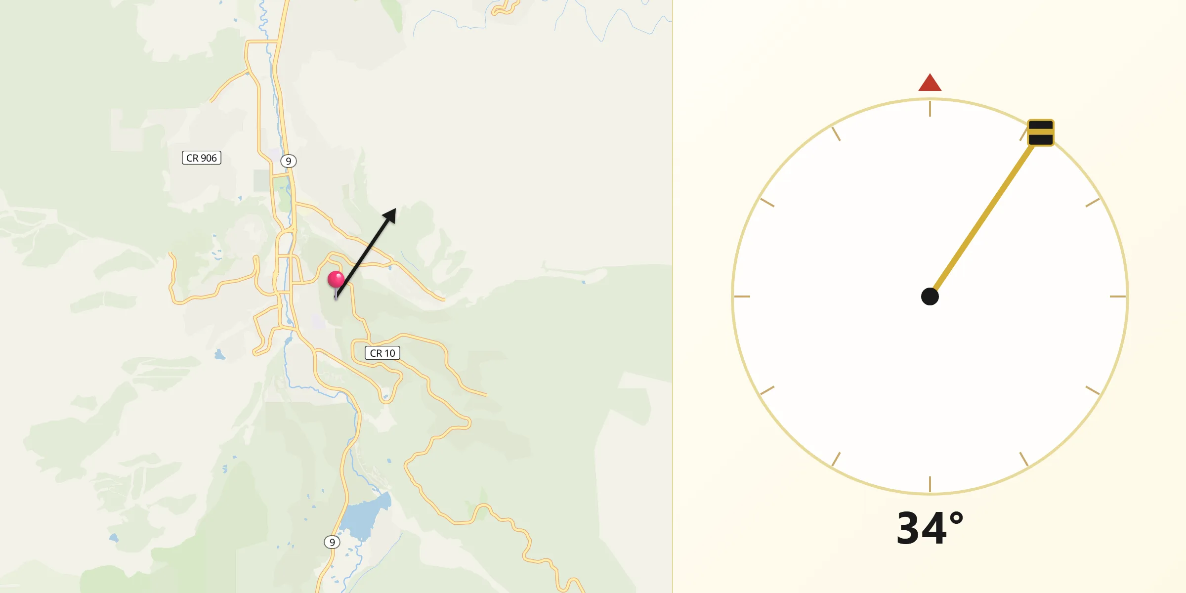 Qibla Direction from Breckenridge