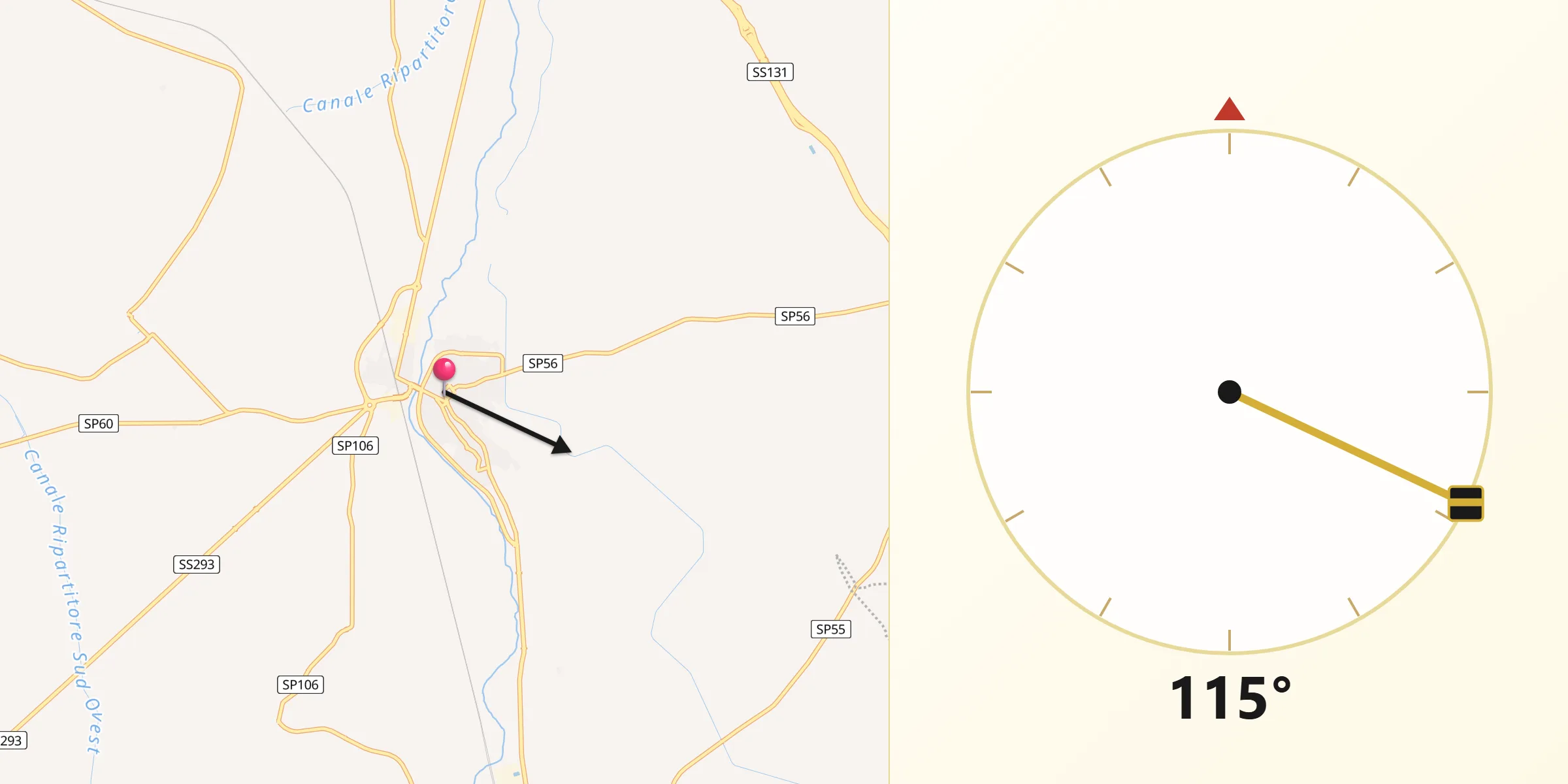 Direzione della Qibla da Samassi