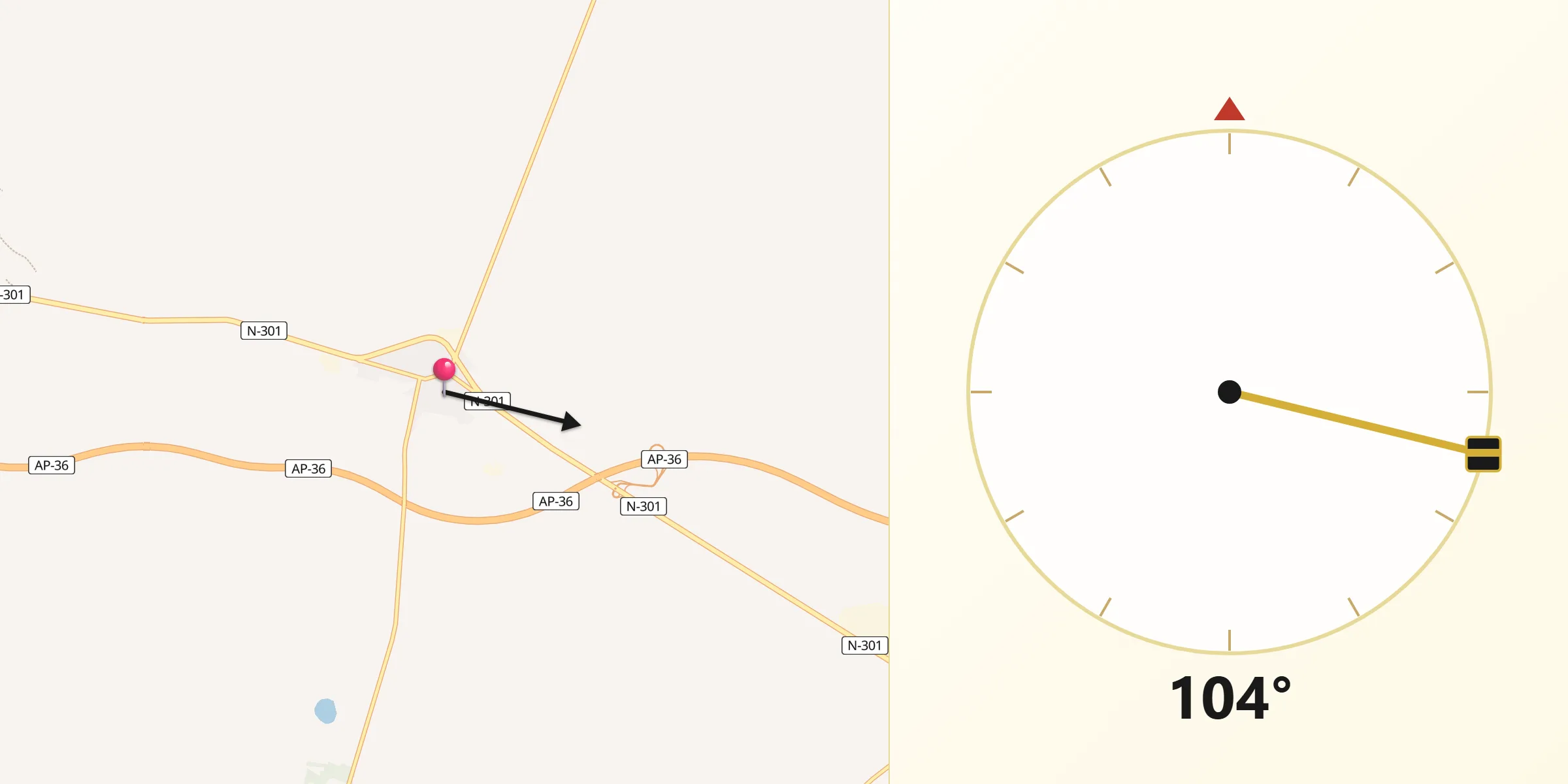Dirección de la Qibla desde El Pedernoso