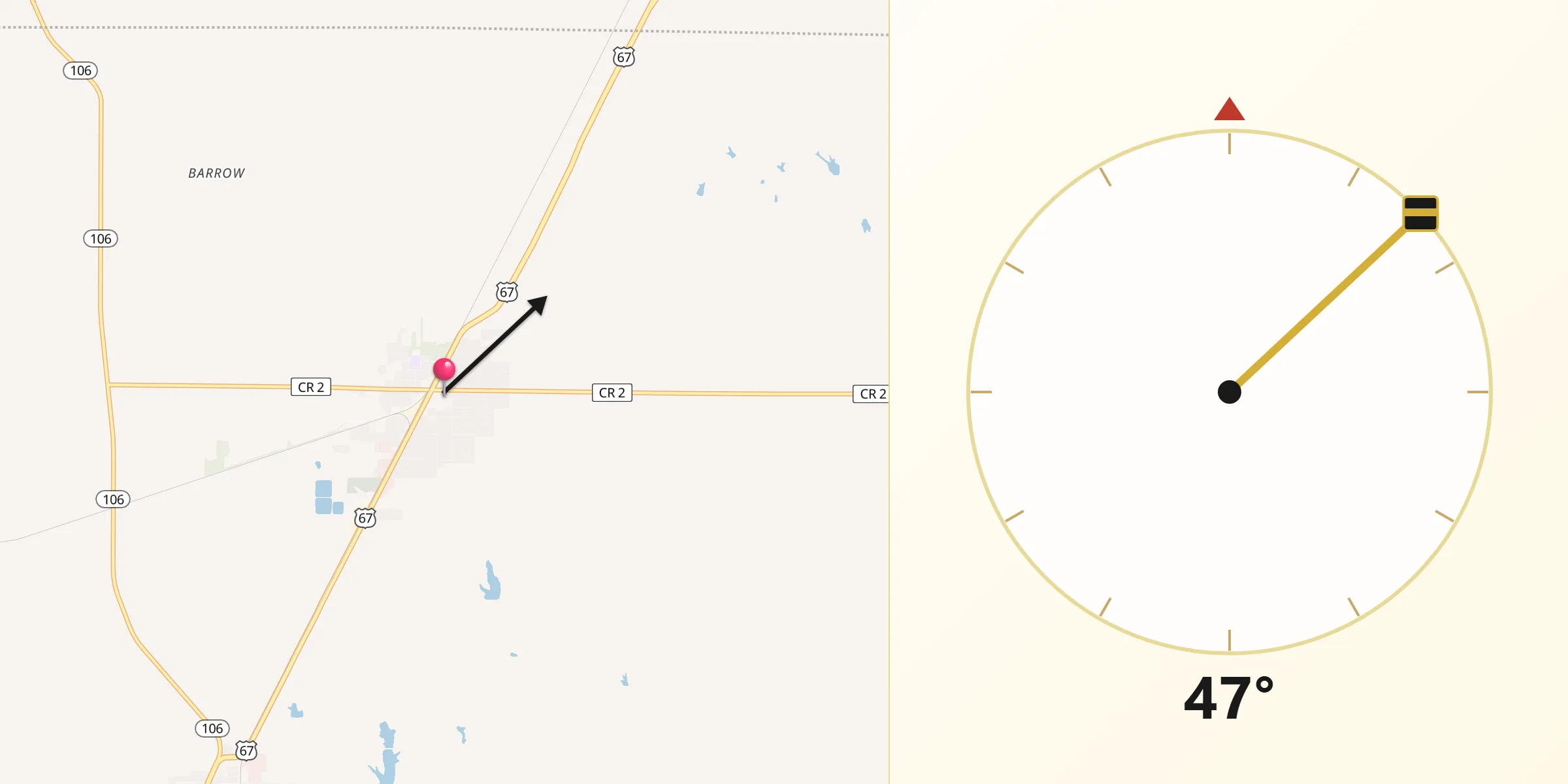 Qibla Direction from Roodhouse
