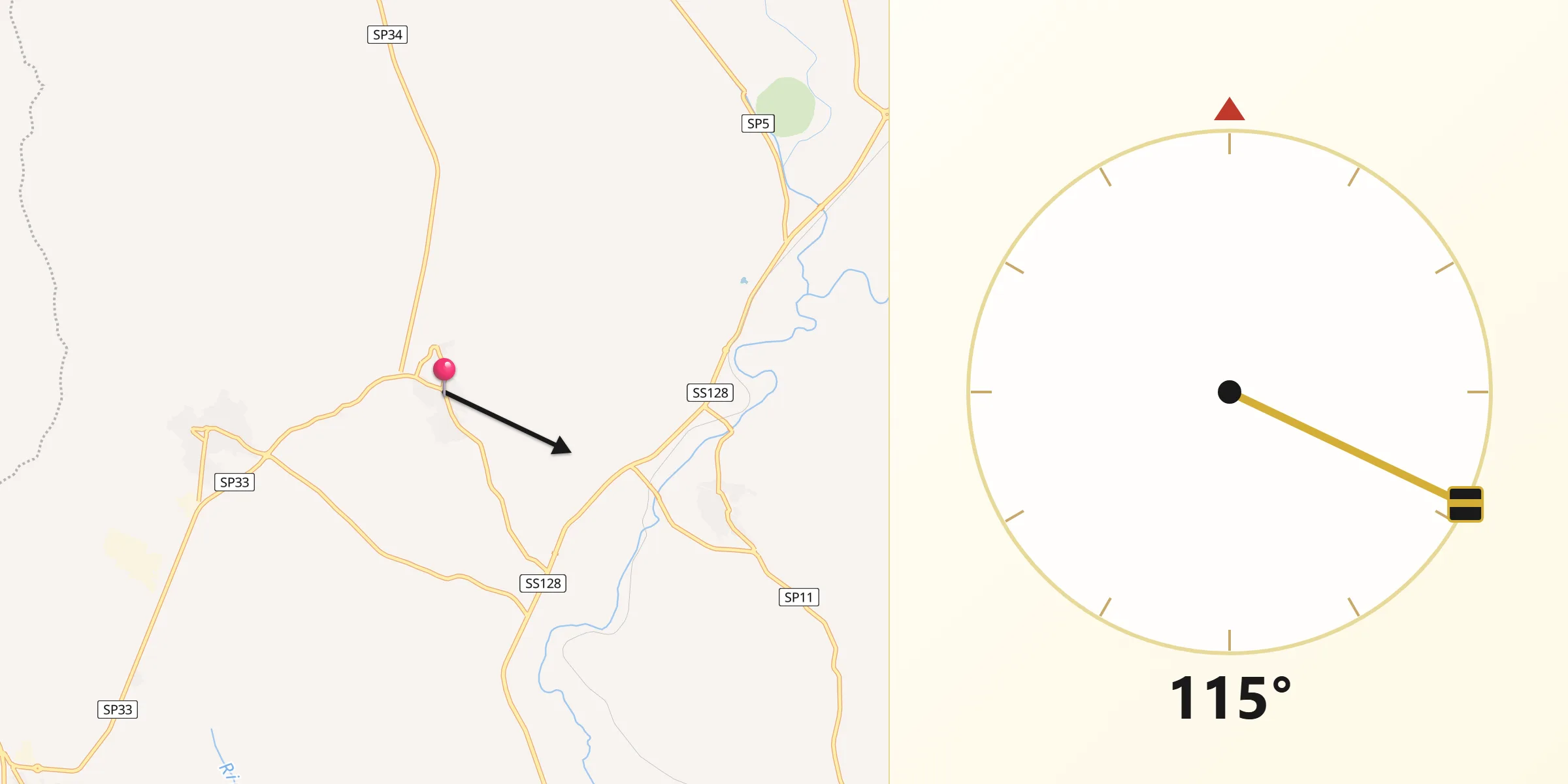 Direzione della Qibla da Pimentel