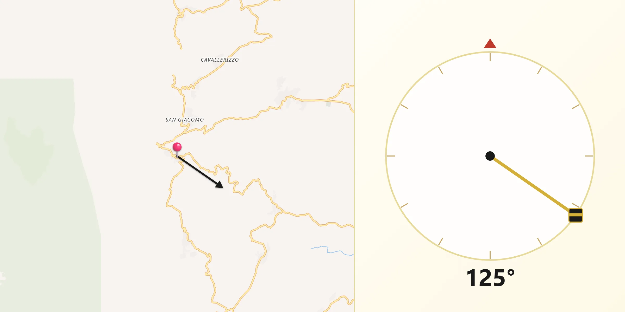 Direzione della Qibla da San Martino di Finita