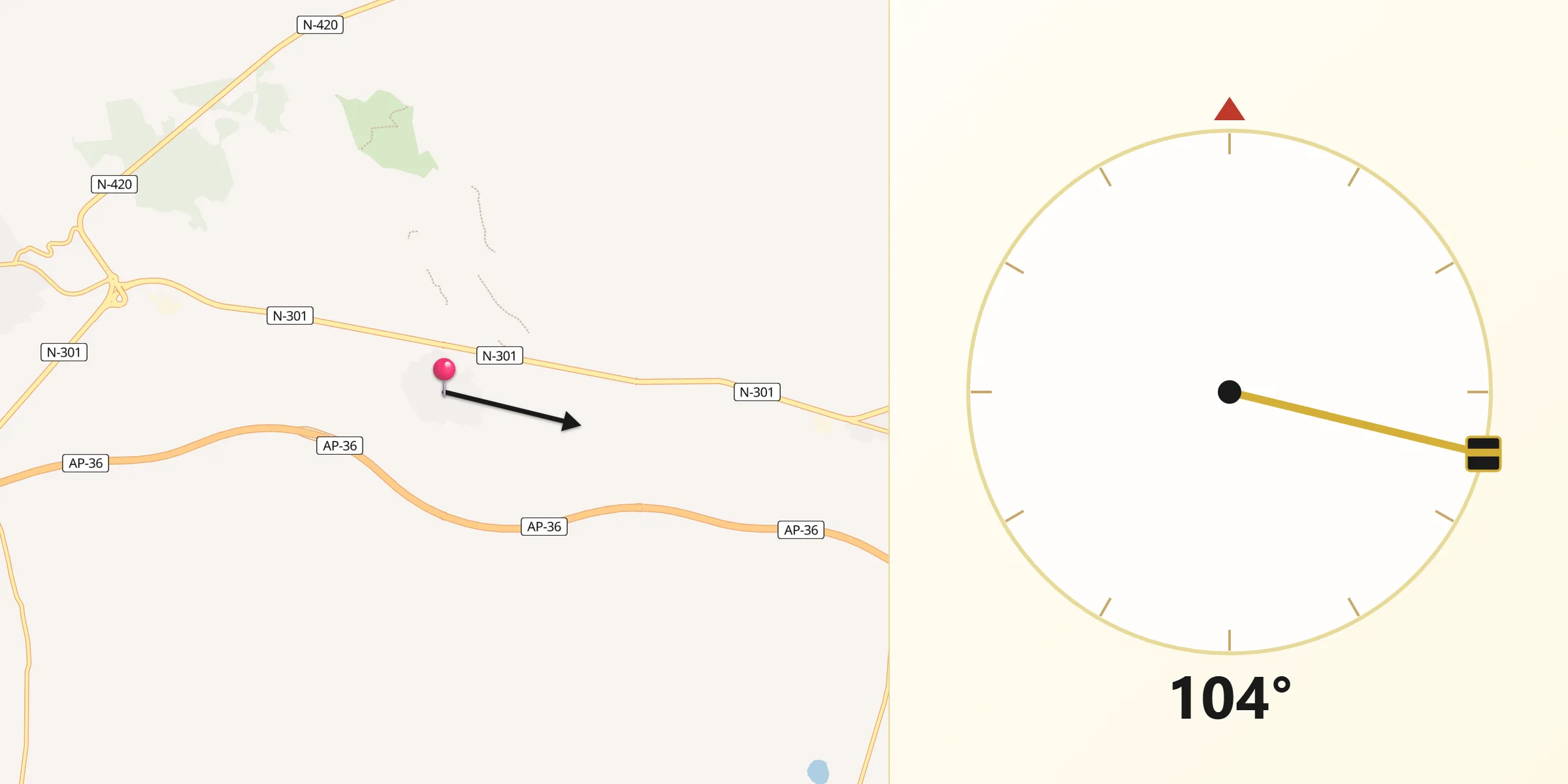 Dirección de la Qibla desde Santa María de los Llanos