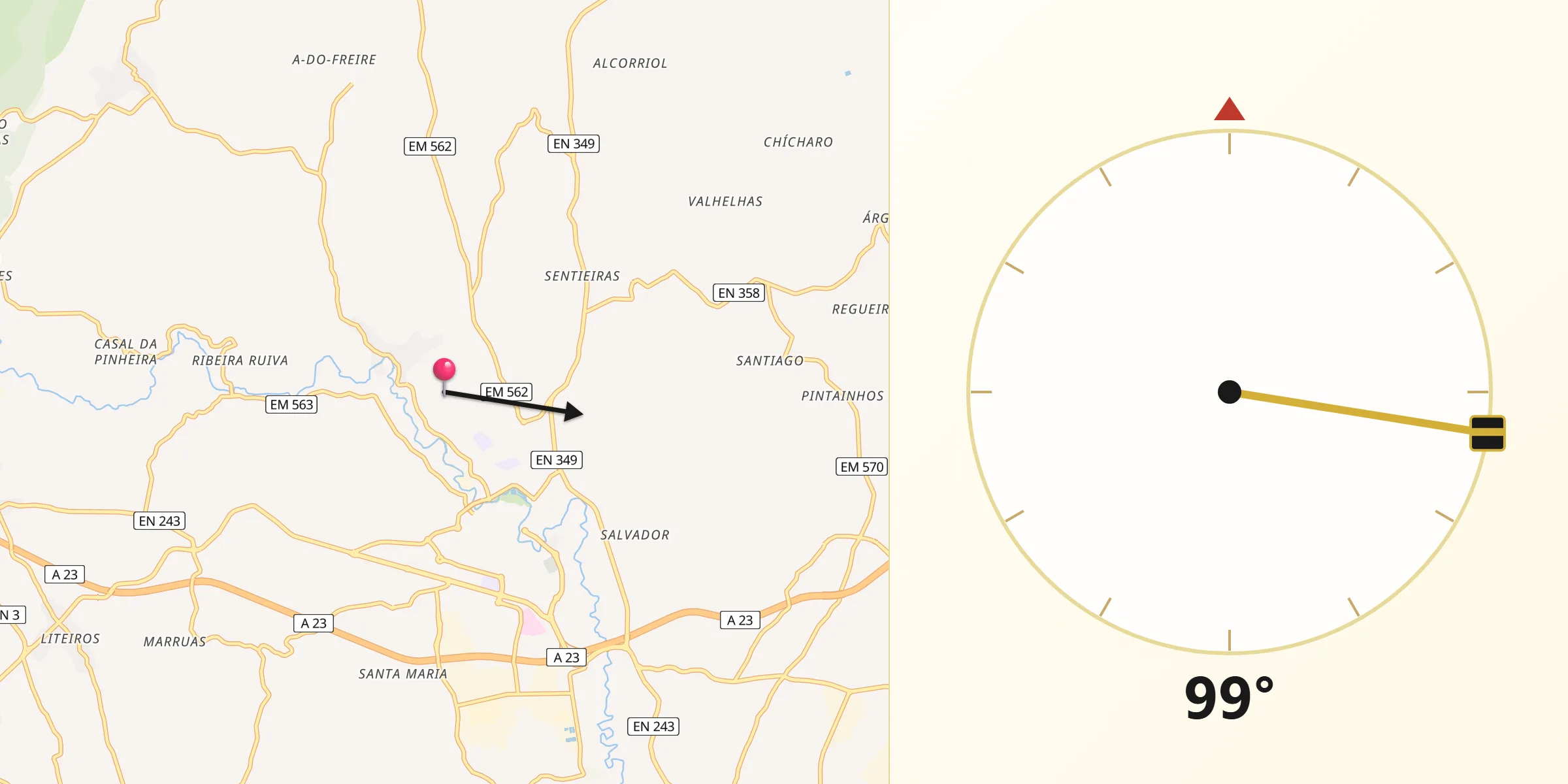 Direção da Qibla a partir de Torres Novas
