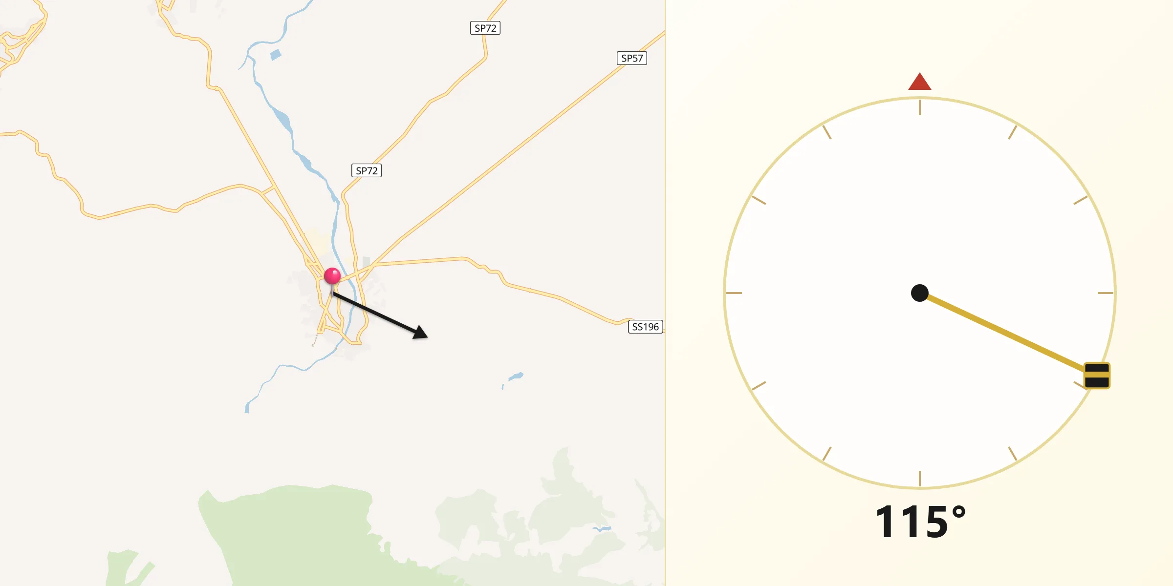Direzione della Qibla da Gonnosfanadiga