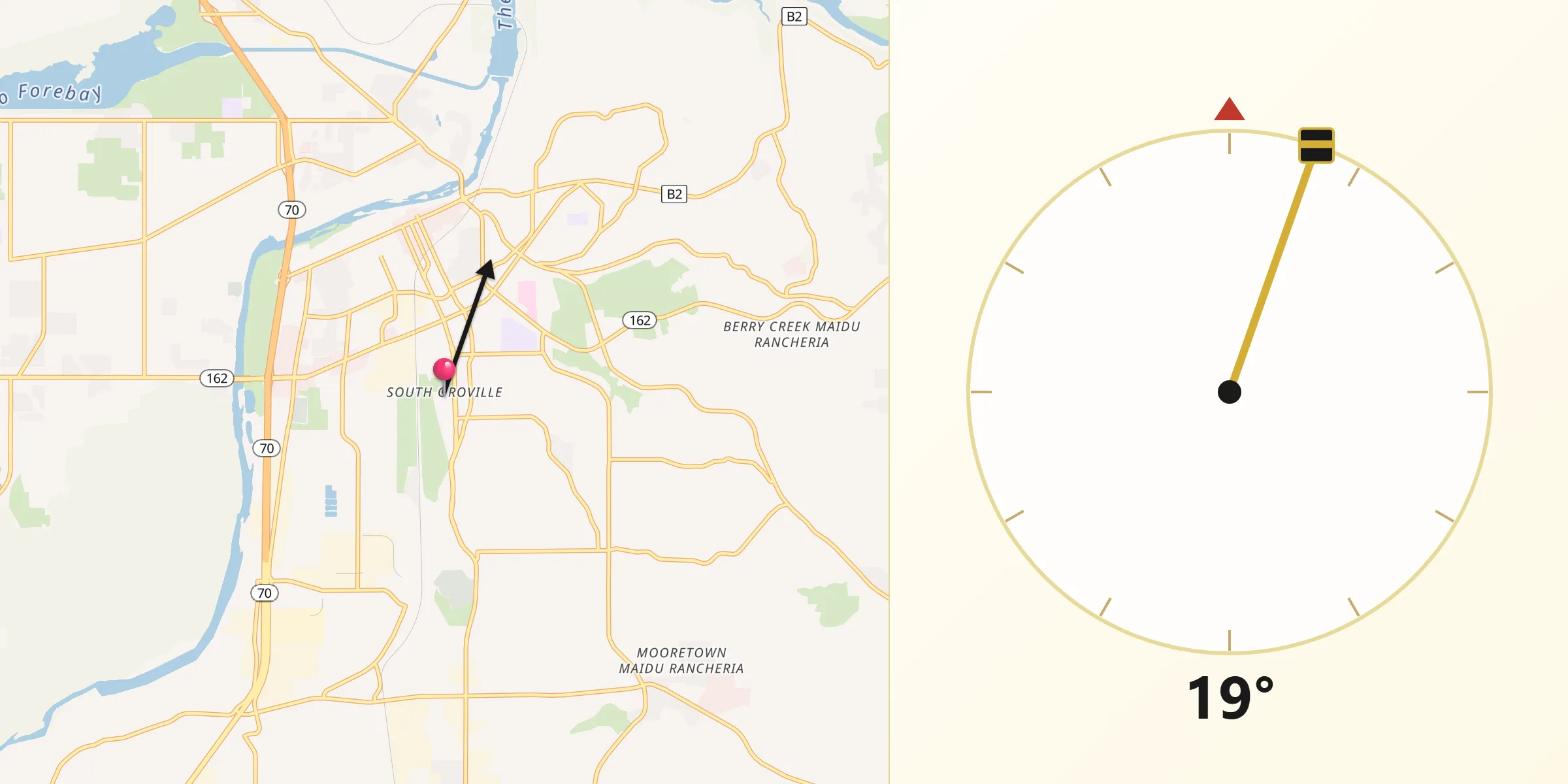 Qibla Direction from South Oroville