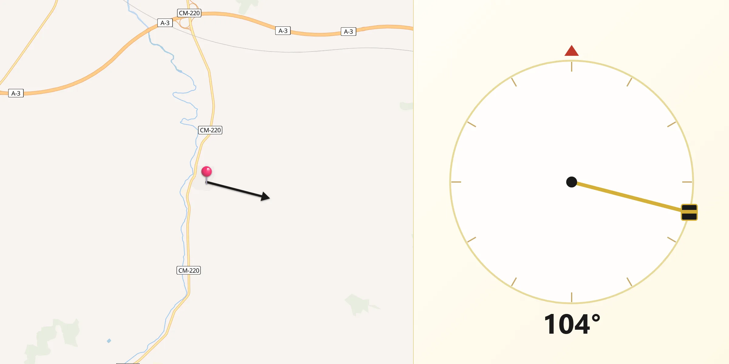Dirección de la Qibla desde El Peral