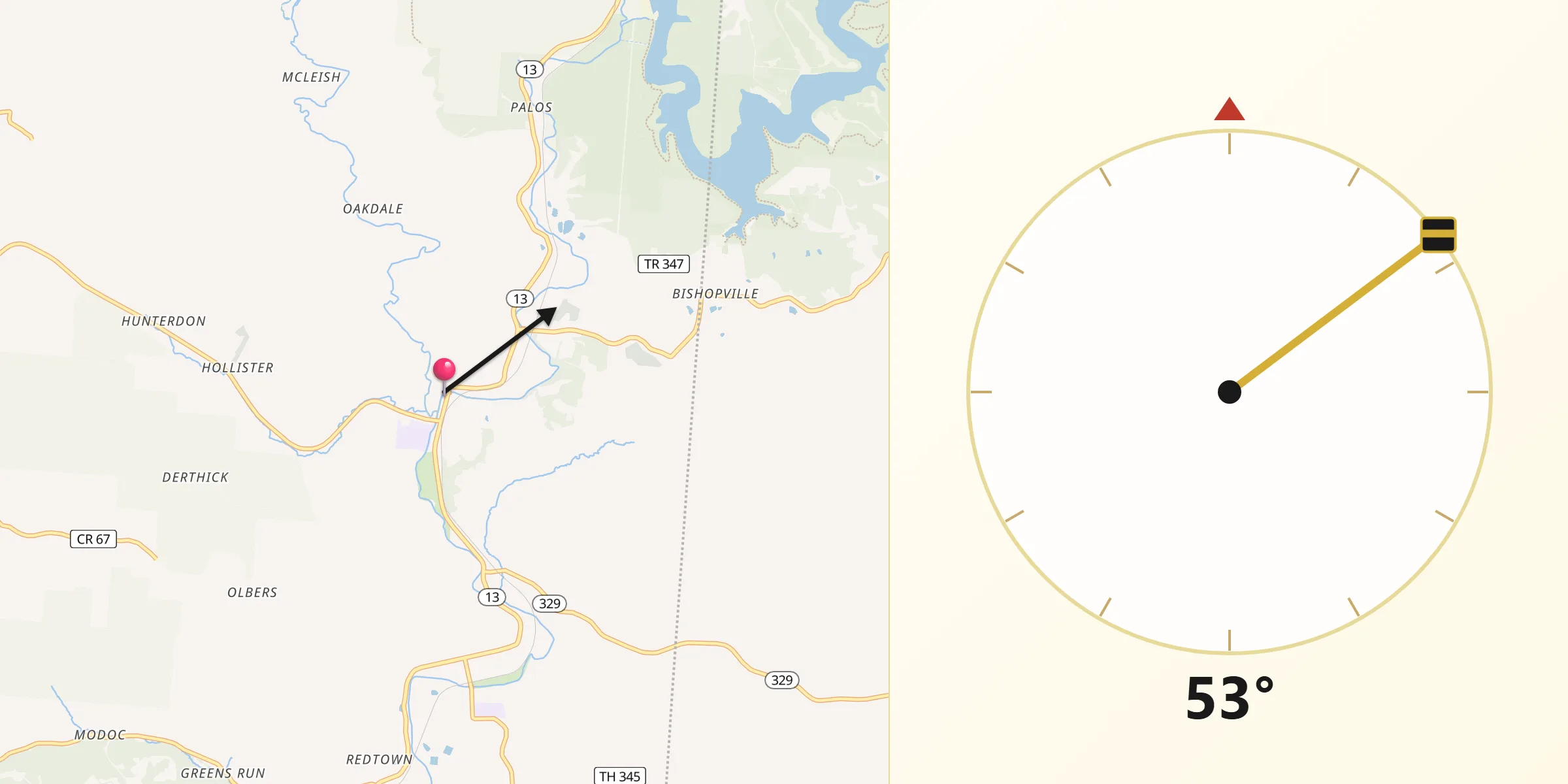 Qibla Direction from Glouster