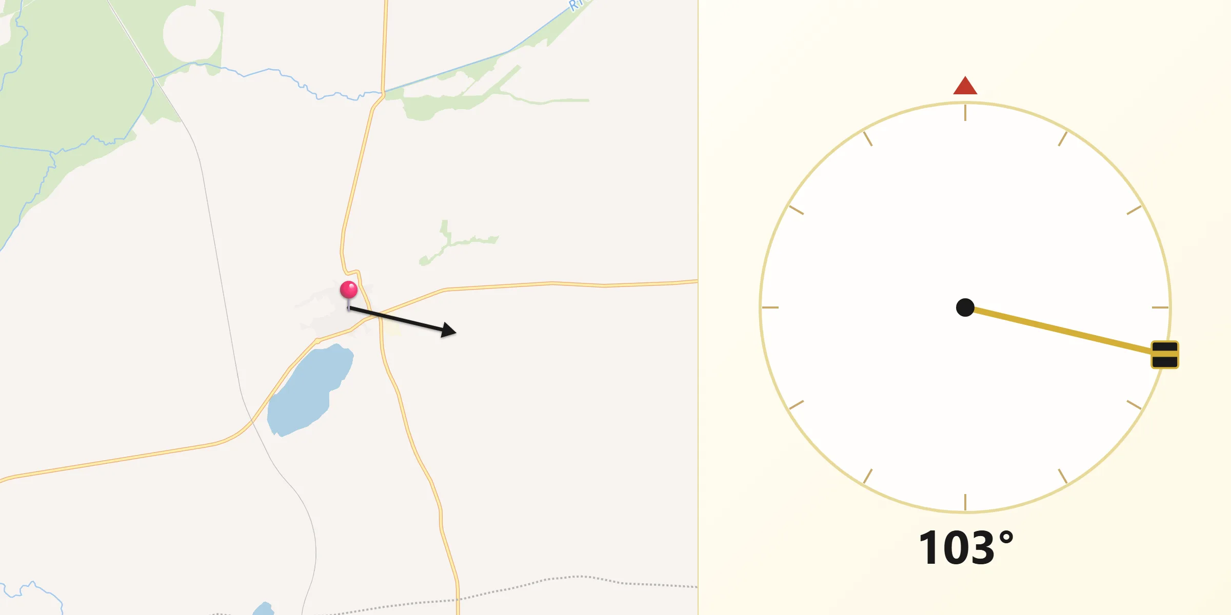 Dirección de la Qibla desde Quero