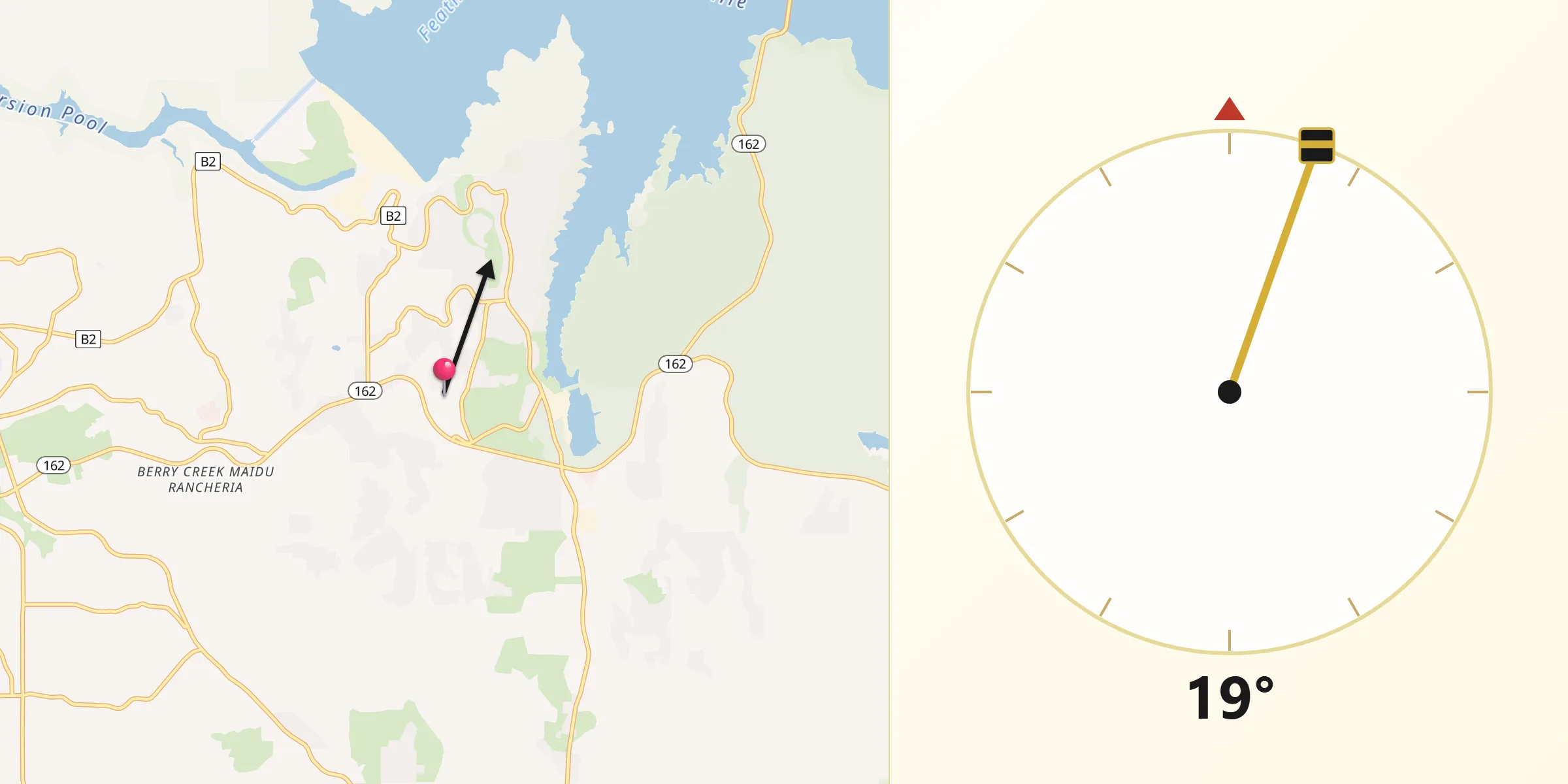 Qibla Direction from Oroville East