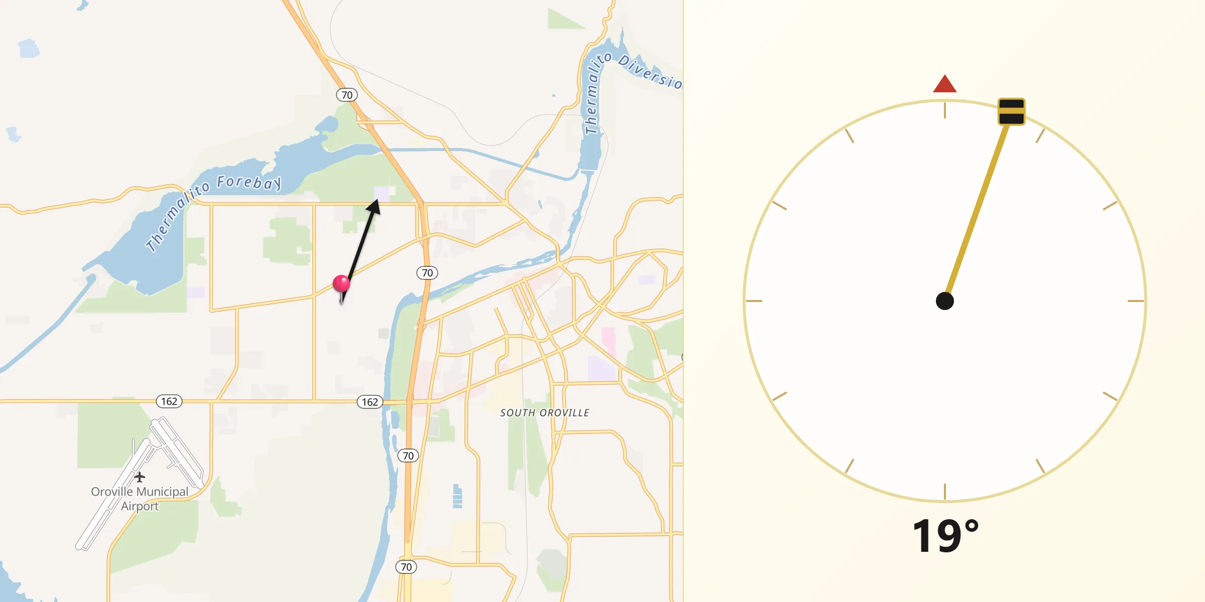 Qibla Direction from Thermalito