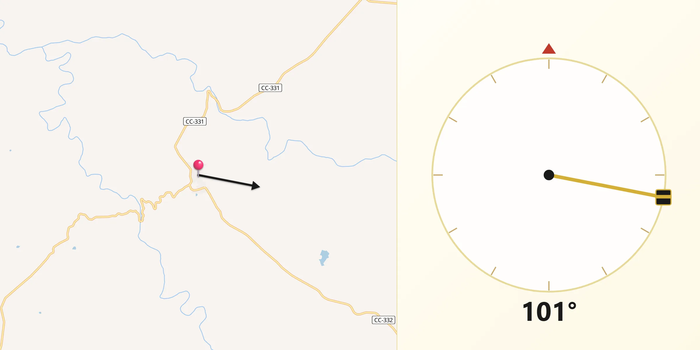 Dirección de la Qibla desde Santa Marta de Magasca